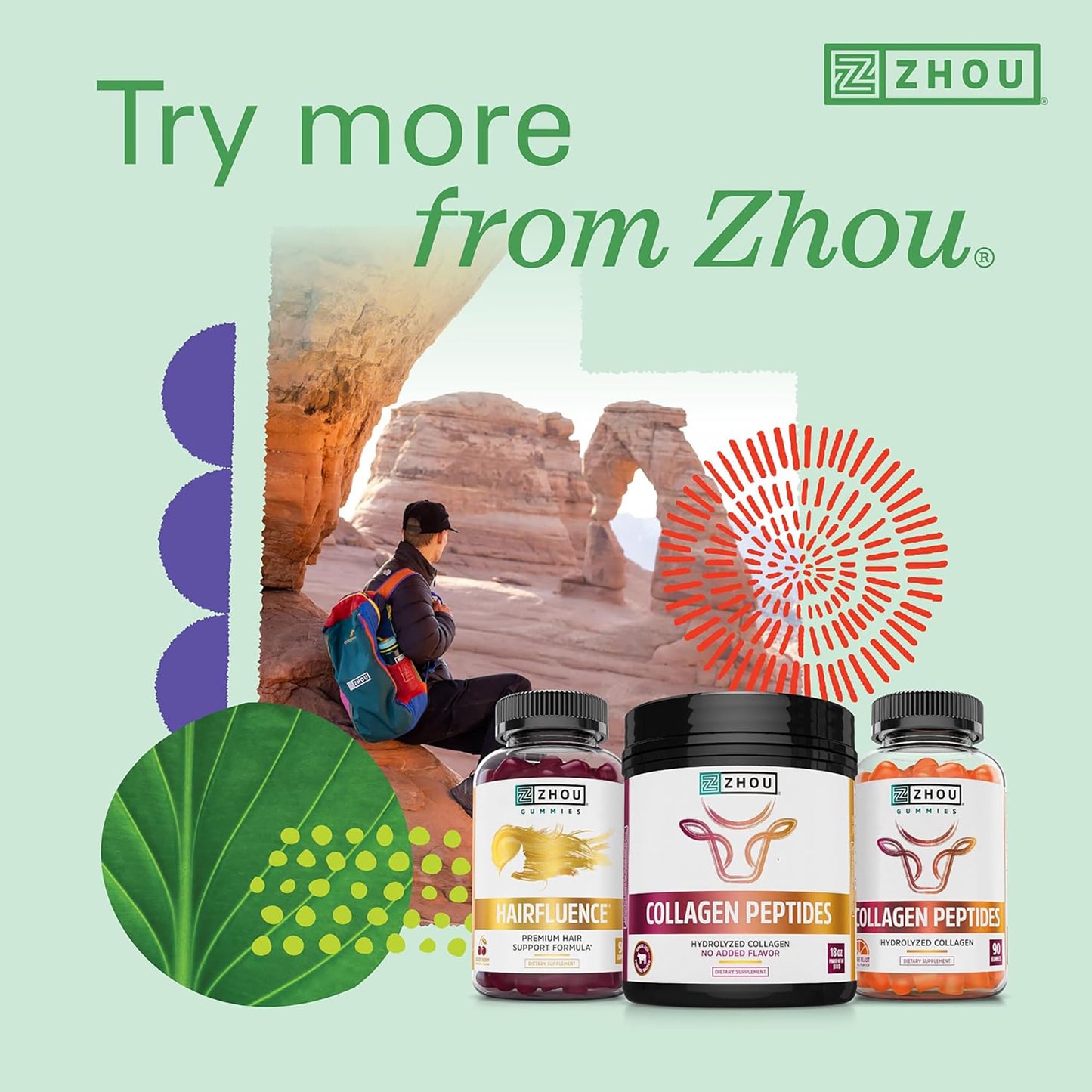 Pre-Order | Arrives in 5–10 Days – Zhou Hairfluence - Vegan Biotin Supplement for Hair Growth for Men & Women, Lustriva Hair Growth Supplement for Nails & Glowing Skin with B Vitamin Complex & Keranat - 120 Capsules (Pack of 1)