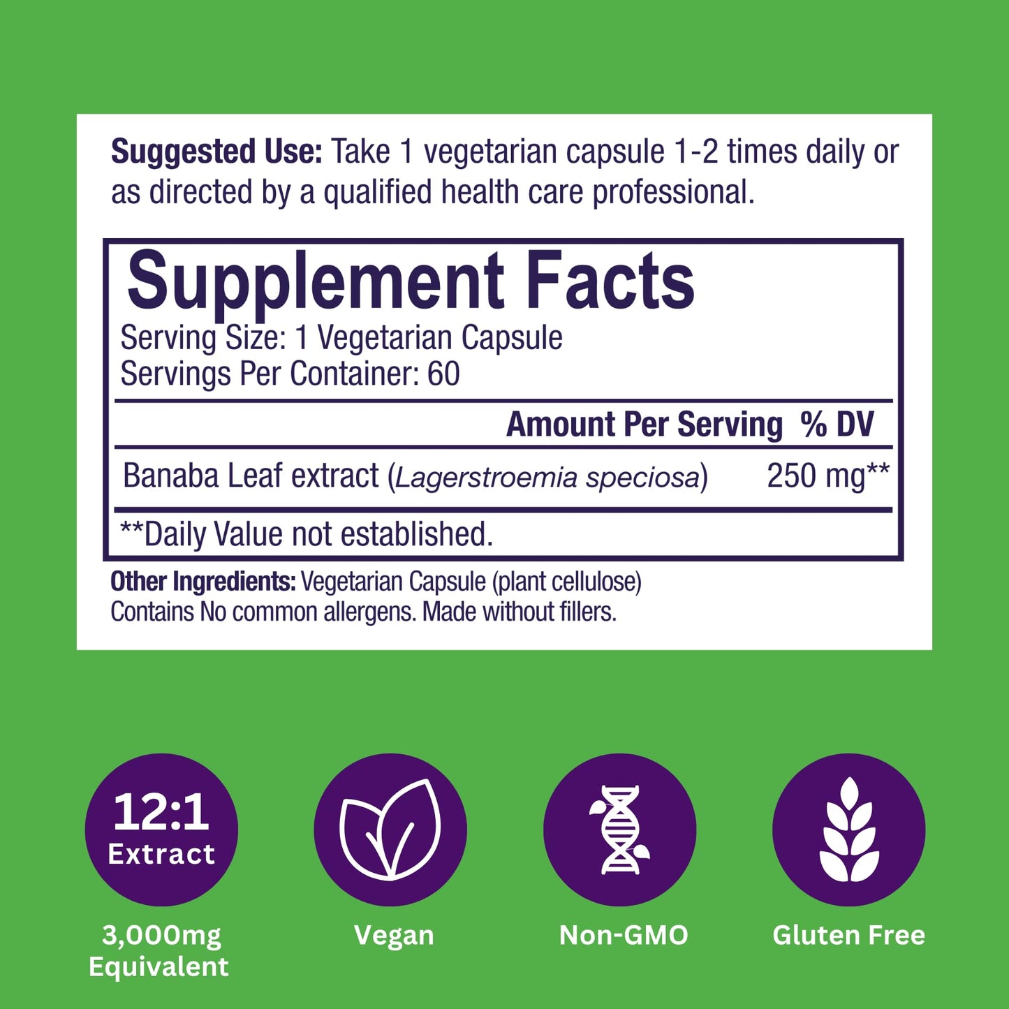 Pre-Order | Arrives in 5–10 Days – Paradise Herbs, Banaba Leaf, 12:1 Concentrated Extract, 250 mg, Vegan, Gluten-Free, Non-GMO, 60 Capsules