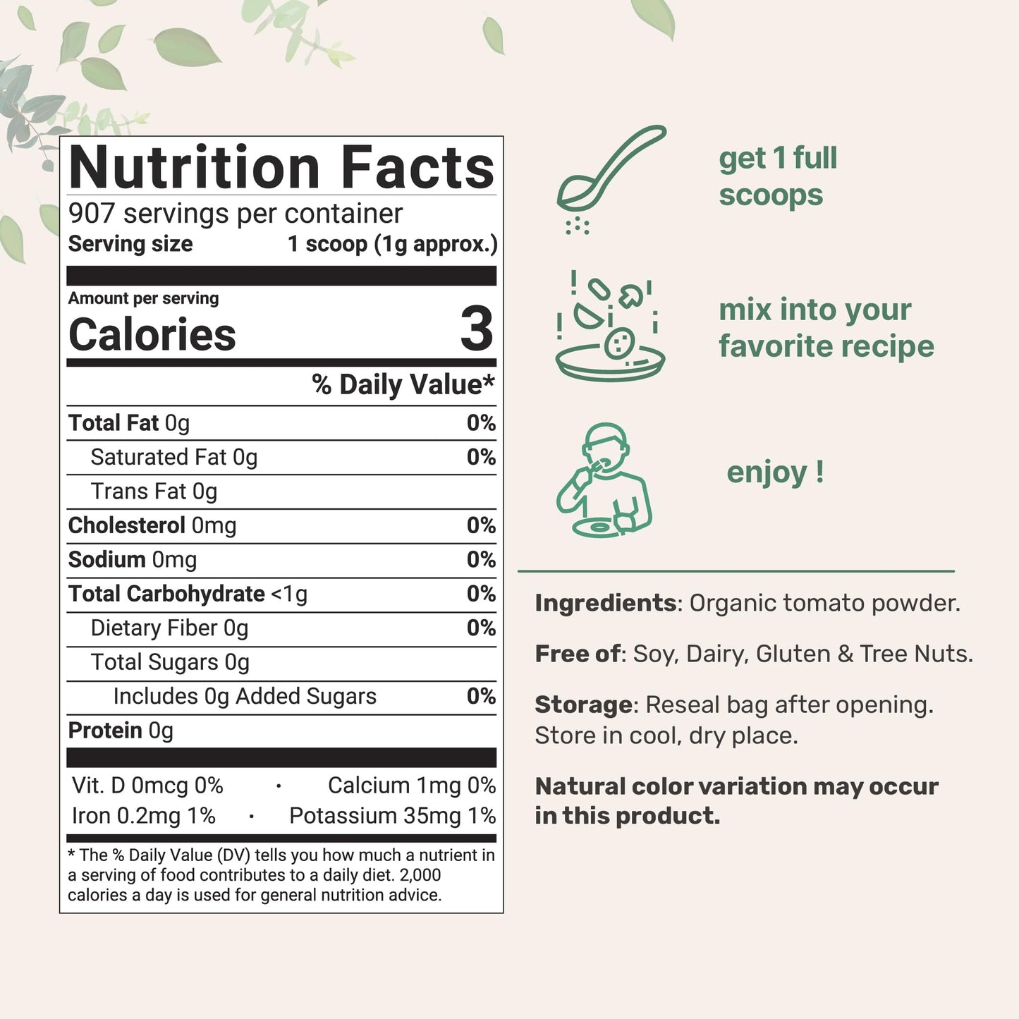 Pre-Order | Arrives in 5–10 Days – Organic Tomato Powder, 2lbs | Fresh Freeze-Dried Farm Grown Tomatoes Source | Raw Savory Flavor | Great for Cooking or Baking | Non-GMO, Vegan Friendly, Gluten Free, Bulk Size