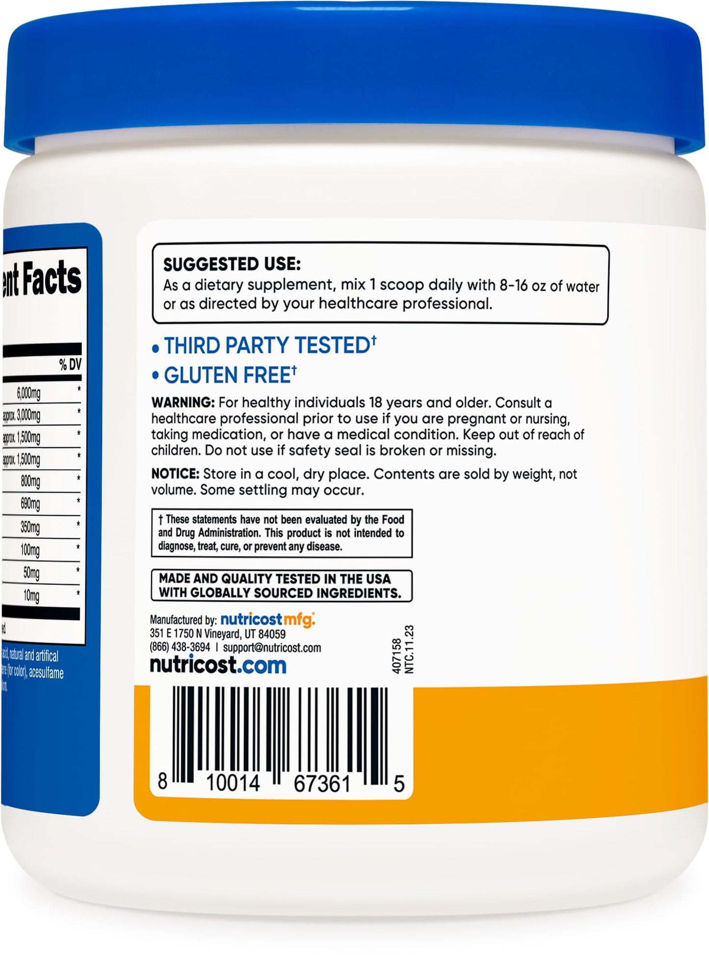 Pre-Order | Arrives in 5–10 Days – Nutricost EAA Powder 30 Servings (Peach Mango) - Essential Amino Acids - Non-GMO, Gluten Free, Vegetarian Friendly