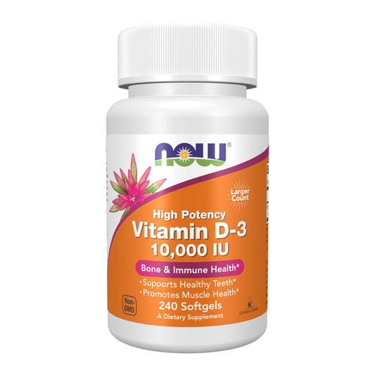 Pre-Order | Arrives in 5–10 Days – NOW Foods Supplements, Vitamin D-3 10,000 IU Softgels, Vitamin D, Joint Support, 240 Softgels