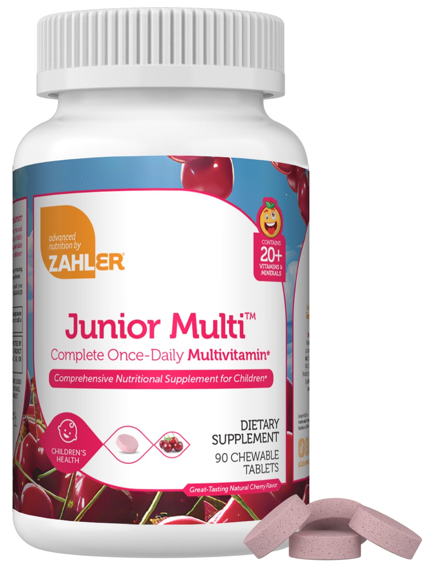 Pre-Order | Arrives in 5–10 Days – Zahler Kids Multivitamin Chewable Vitamin Tablet - Complete One Daily Kids Vitamins Supplement - Contains 20+ Minerals & Vitamins for Kids & Toddlers - Kosher Multivitamins Cherry Flavor (90)