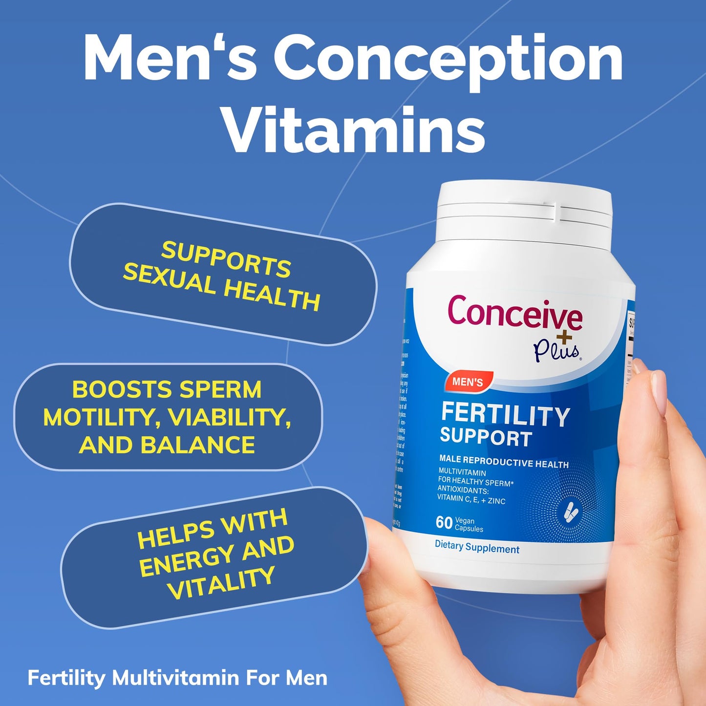 Pre-Order | Arrives in 5–10 Days – CONCEIVE PLUS Men's Fertility Support | Male Fertility Supplement for Healthy Sperm, Daily Multivitamin for Men with Vitamin C, Vitamin E, Selenium, Zinc, 30 Days