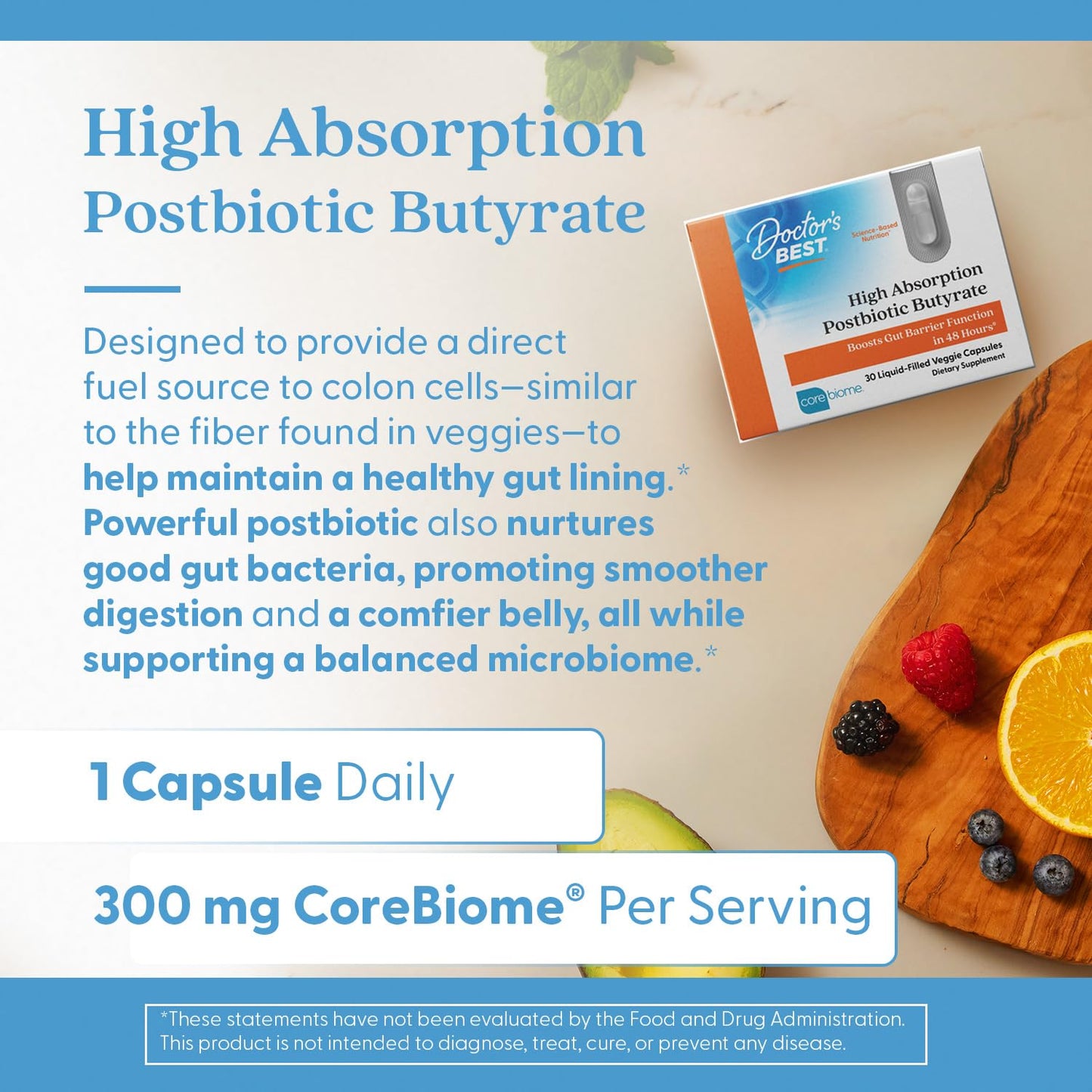 Pre-Order | Arrives in 5–10 Days – Doctor's BEST High Absorption Postbiotic Butyrate Featuring Corebiome, Gut & Immune Health, Non-GMO, Gluten Free, Soy Free, Vegan, 30 Liquid Veggie Caps