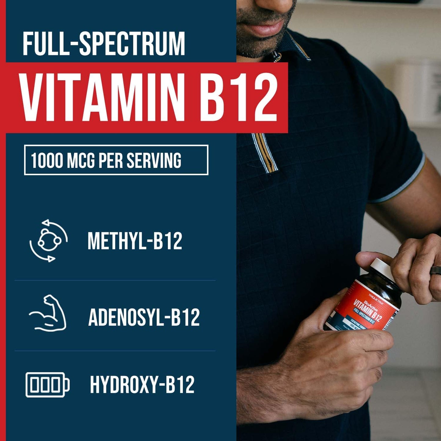 Pre-Order | Arrives in 5–10 Days –
BioActive Vitamin B12 1000 mcg | All 3 BioActive Forms B12 Plus Methylfolate Cofactor - Methyl B12, Adenosyl B12 & Hydroxy B12 | Supports Energy, B12 Levels & Mood | Vegan, Non-GMO (60 Servings)