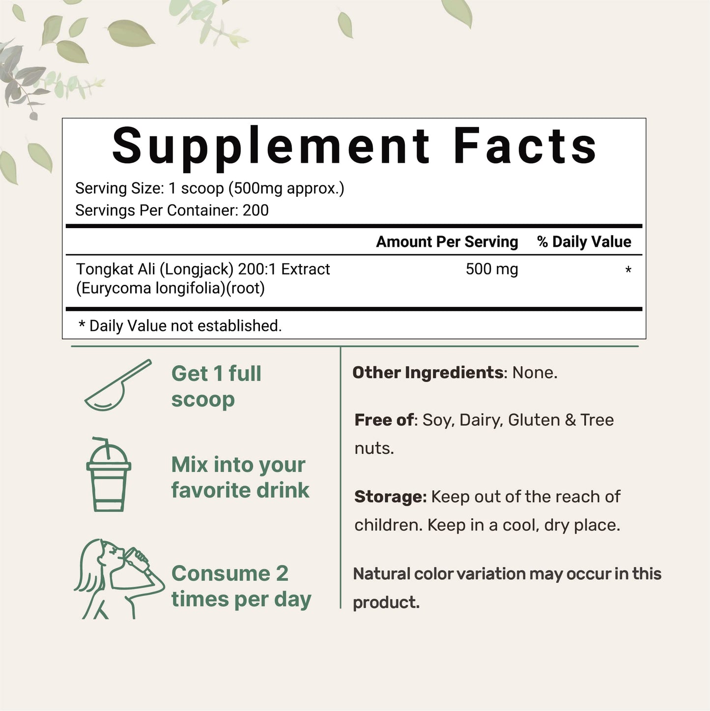 Pre-Order | Arrives in 5–10 Days – Micro Ingredients Tongkat Ali Extract 200:1 (Longjack) Powder, 100 Grams, Grown in Indonesia, 100% Pure Eurycoma Longifolia Root Extract, Bitter Taste - No Filler, No Additive, Non-GMO