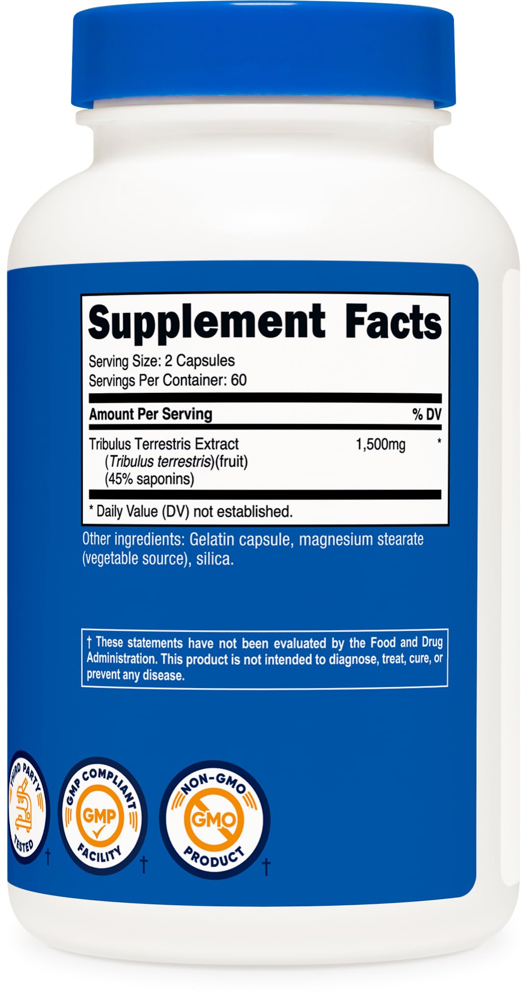 Pre-Order | Arrives in 5–10 Days – Nutricost Tribulus Terrestris Extract 1500mg, 120 Capsules - 60 Servings (750mg Per Cap), Non GMO & Gluten Free