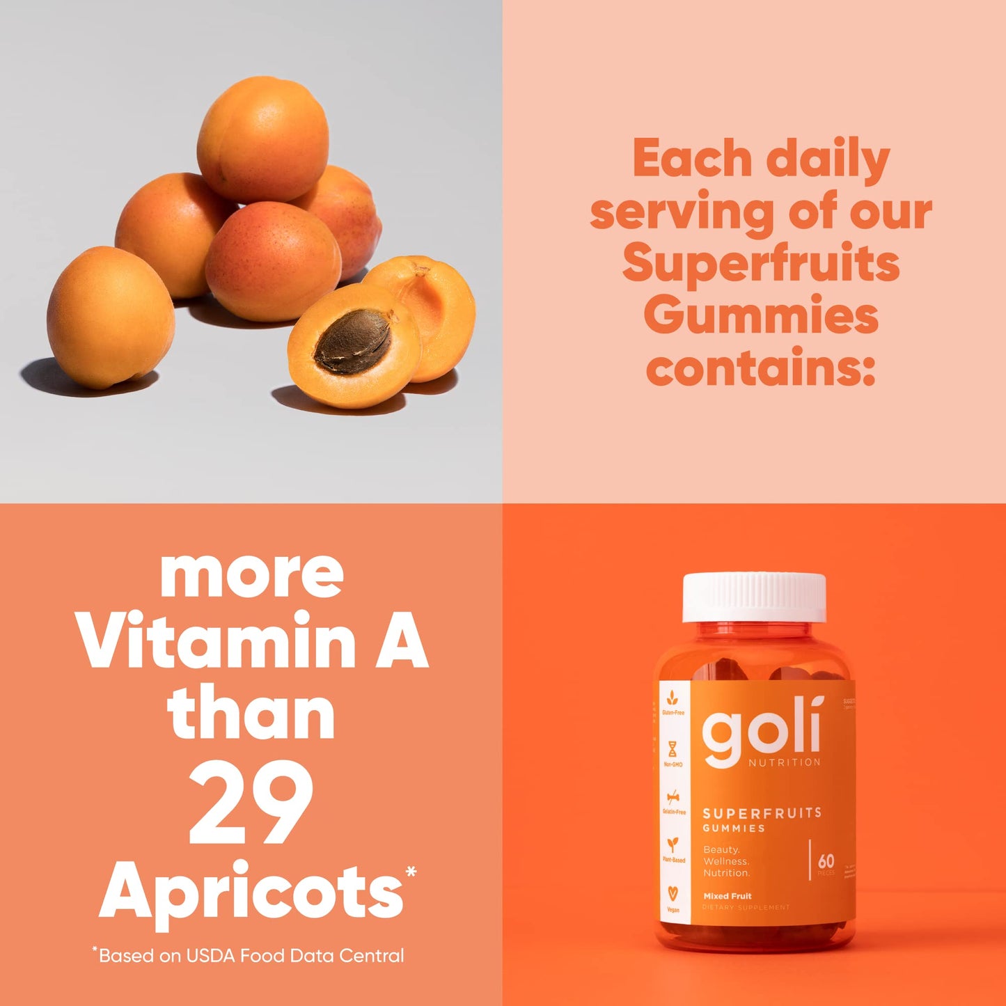 Pre-Order | Arrives in 5–10 Days – Goli Nutritional Supplement, SuperFruits Beauty Gummy Vitamin - 60 Count - Collagen-Promoting Ingredients - Mixed Fruit, Vegan, Plant-Based, Non-GMO, Gluten-Free & Gelatin Free