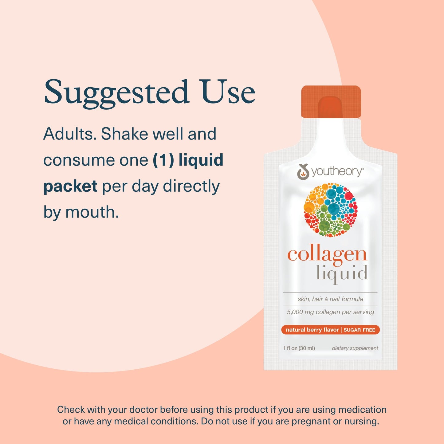 Pre-Order | Arrives in 5–10 Days – Youtheory Collagen Liquid - 5,000 mg Hydrolyzed Collagen - for Hair, Skin & Nails* - Sugar, Dairy & Soy Free - Berry Flavor - 12 Single Serving Packets