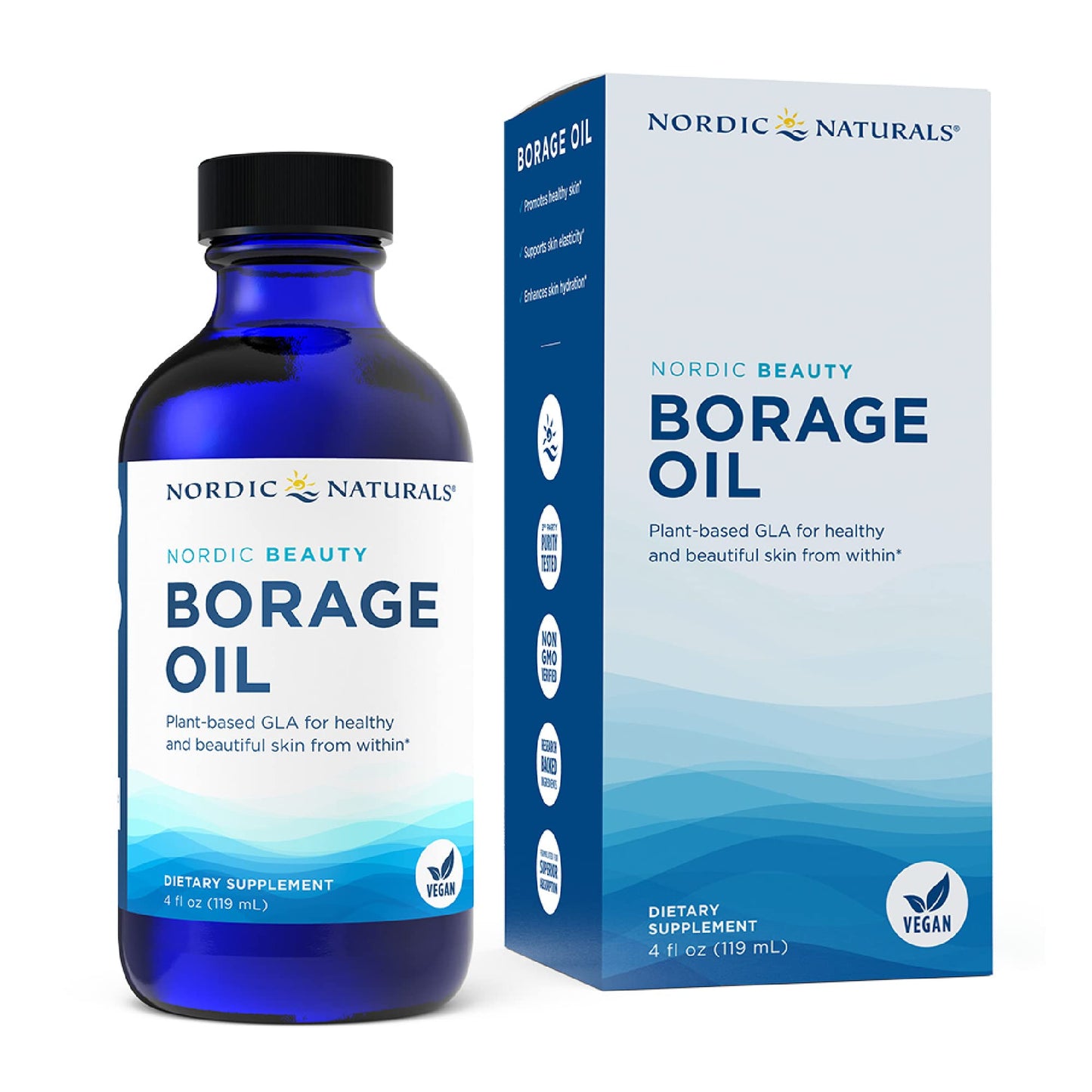 Pre-Order | Arrives in 5–10 Days – Nordic Naturals Nordic Beauty Borage Oil, Unflavored - 4 Ounces - Borage Seed Oil, Unique Omega-6 for Healthy and Hydrated Skin, 480 Milligrams of GLA - Non-GMO - Vegan, 48 Servings