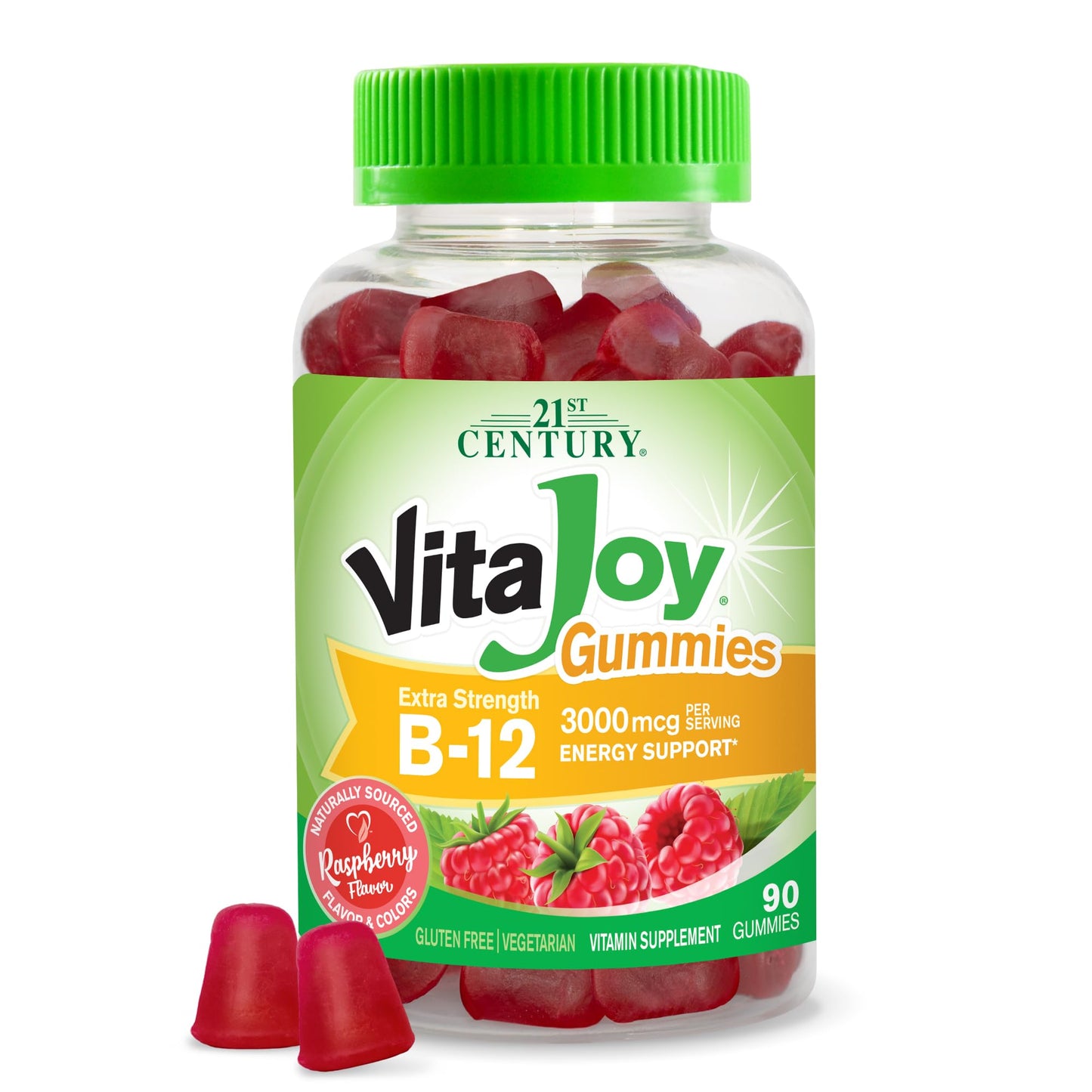 Pre-Order | Arrives in 5–10 Days – 21st Century VitaJoy Extra Strength B-12 3000 mcg Gummies, Raspberry, 90 Count