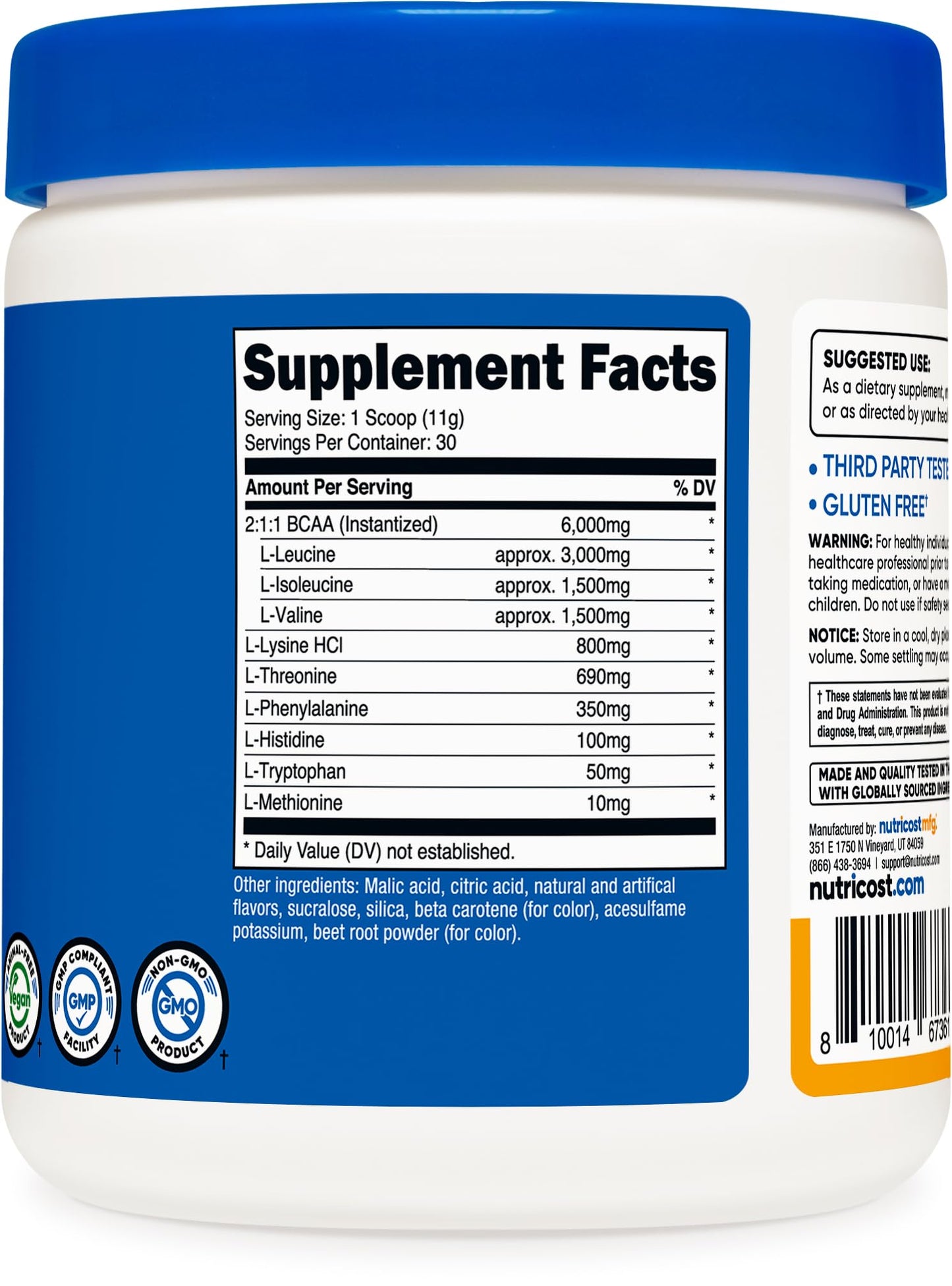 Pre-Order | Arrives in 5–10 Days – Nutricost EAA Powder 30 Servings (Peach Mango) - Essential Amino Acids - Non-GMO, Gluten Free, Vegetarian Friendly