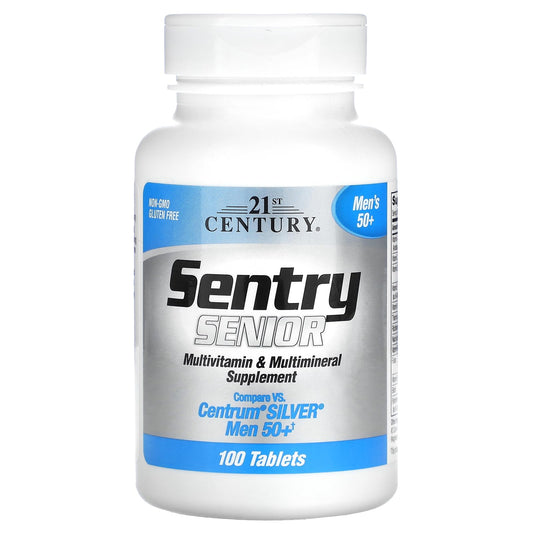 Pre-Order | Arrives in 5–10 Days – 21st Century Sentry Senior Men 50Plus Tablets, White Unscented 100 Count