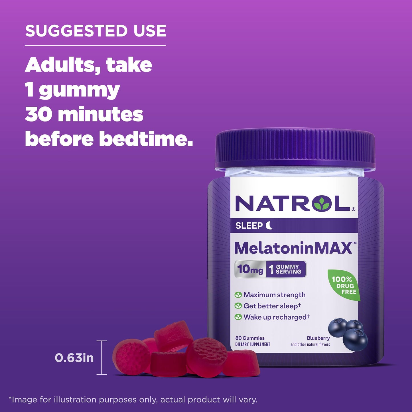 Pre-Order | Arrives in 5–10 Days – Natrol Melatonin 10mg Sleep Aid Supplement, 80 Count MelatoninMax Gummies, Blueberry Flavor, 10 mg Melatonin Gummies for Occasional Sleeplessness, 80 Day Supply