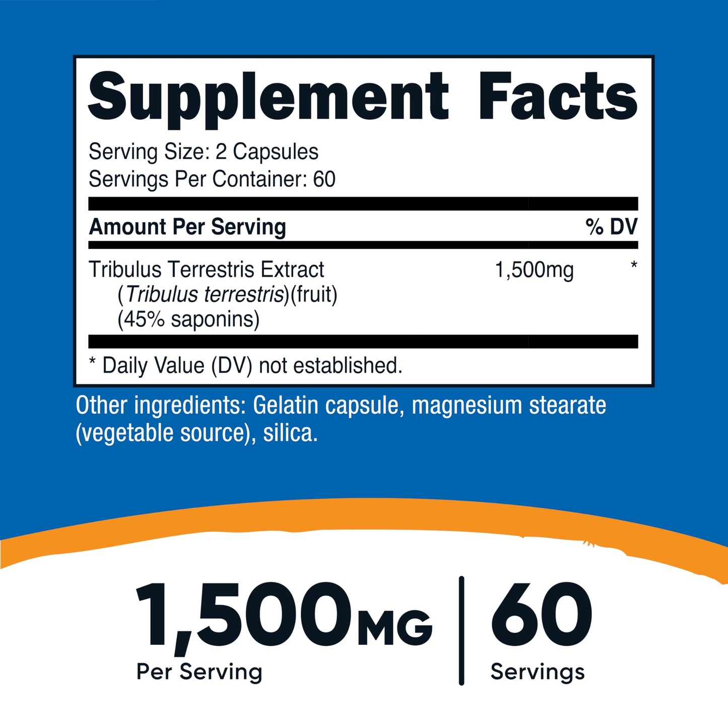 Pre-Order | Arrives in 5–10 Days – Nutricost Tribulus Terrestris Extract 1500mg, 120 Capsules - 60 Servings (750mg Per Cap), Non GMO & Gluten Free
