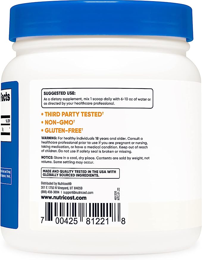 Pre-Order | Arrives in 5–10 Days – 
Nutricost L-Glutamine Powder (500 Grams) Unflavored - Gluten Free & Non-GMO, 100 Servings