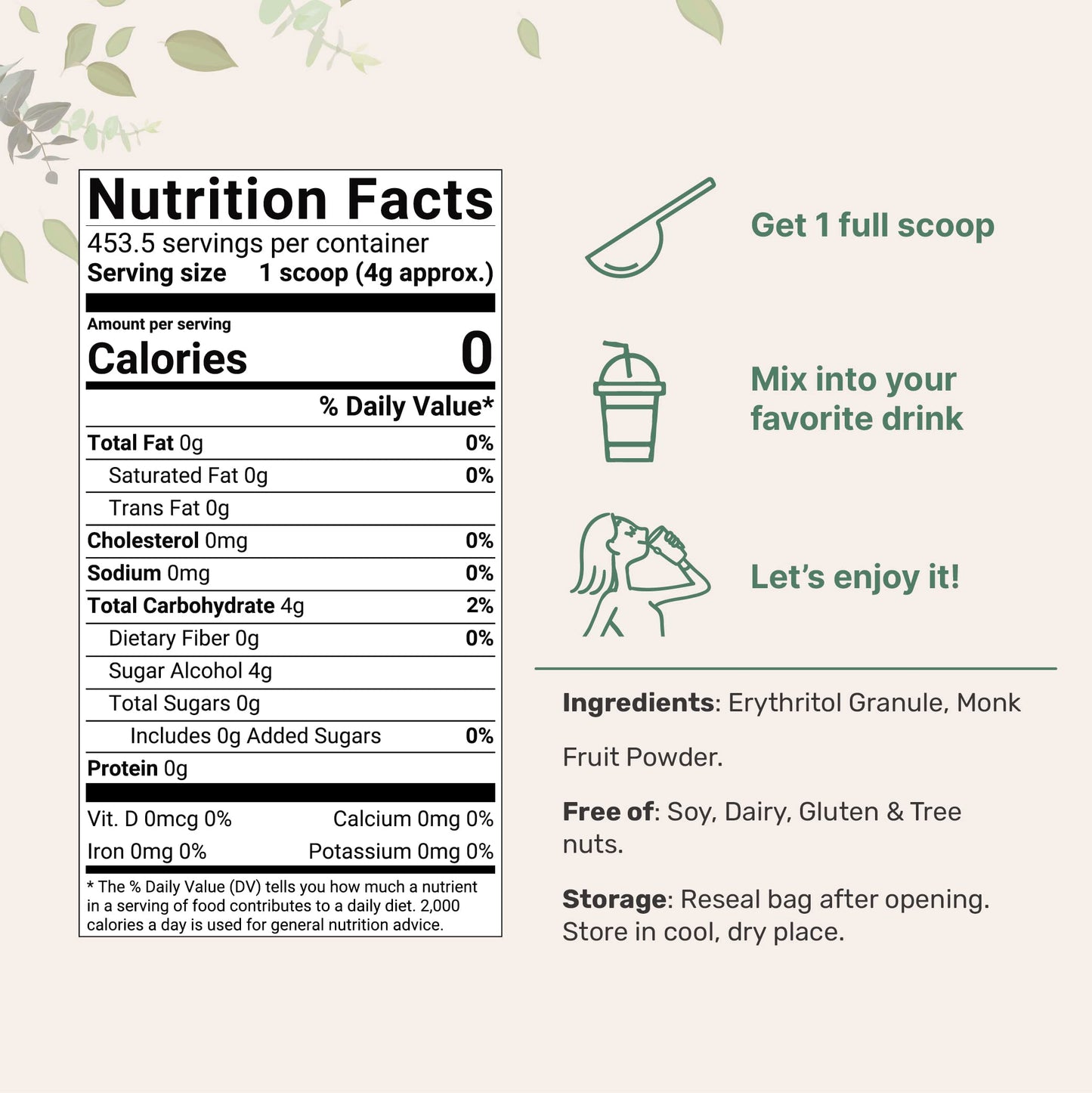 Pre-Order | Arrives in 5–10 Days – Monk Fruit Sweetener with Erythritol Granules, 4 Pounds, No After Taste, 1:1 White Sugar Substitute, Keto Diet Friendly, Zero Calorie, Natural Sweetener for Drinks, Coffee, Tea, Cookies, No-GMO, Vegan