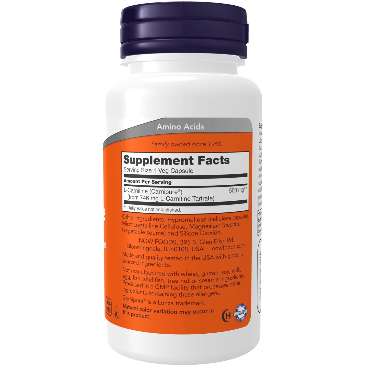 Pre-Order | Arrives in 5–10 Days – NOW Foods Supplements, L-Carnitine 500mg, Purest Form, Amino Acid, Fitness Support*, 60 Veg Capsules