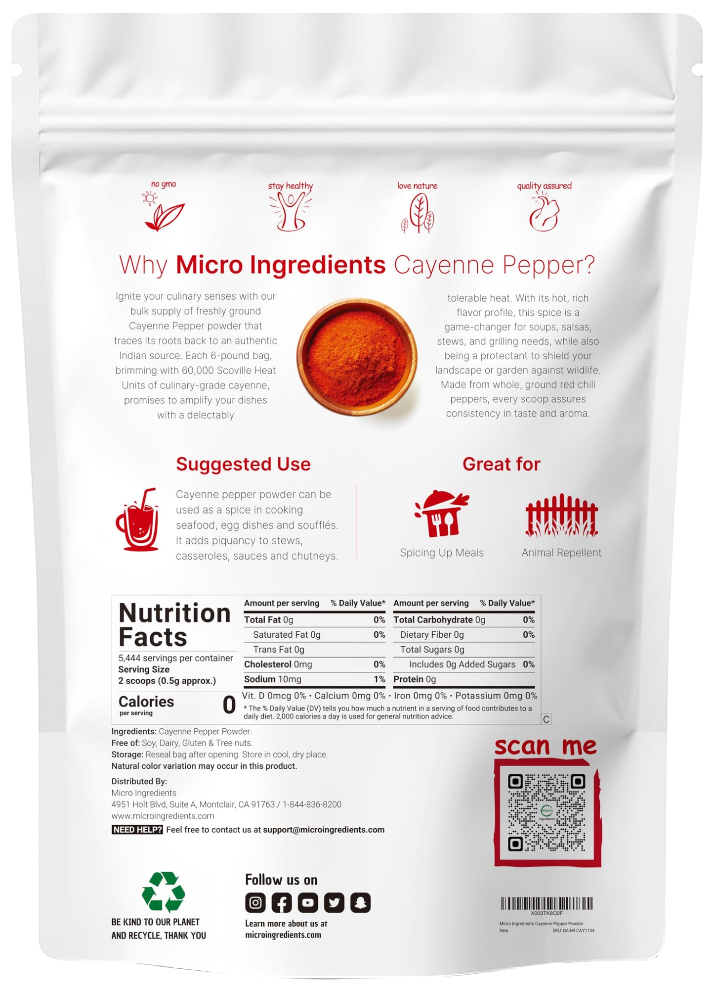 Pre-Order | Arrives in 5–10 Days – Ground Cayenne Pepper Powder, 6lbs (60,000 SHU Heat) | Premium Source for Spice & Seasoning | Garden Protection from Wildlife | Additive Free, Non-GMO, Bulk Supply