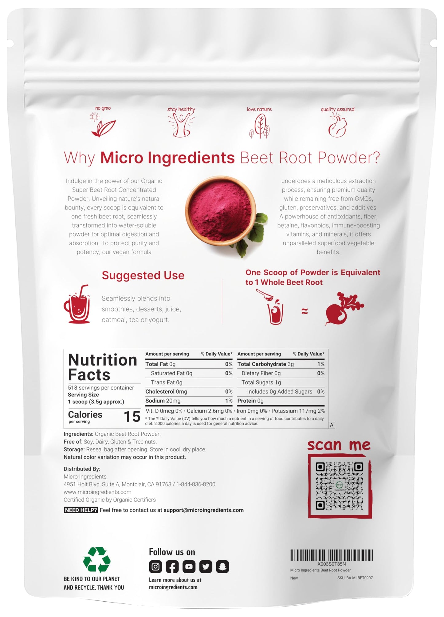 Pre-Order | Arrives in 5–10 Days – Organic Beet Root Powder, 4 Pounds | Cold Pressed, Water Soluble, High Concentrated Raw Beet Supplement | Superfood Drink Mix | Non-GMO, Vegan Friendly, Plant Based