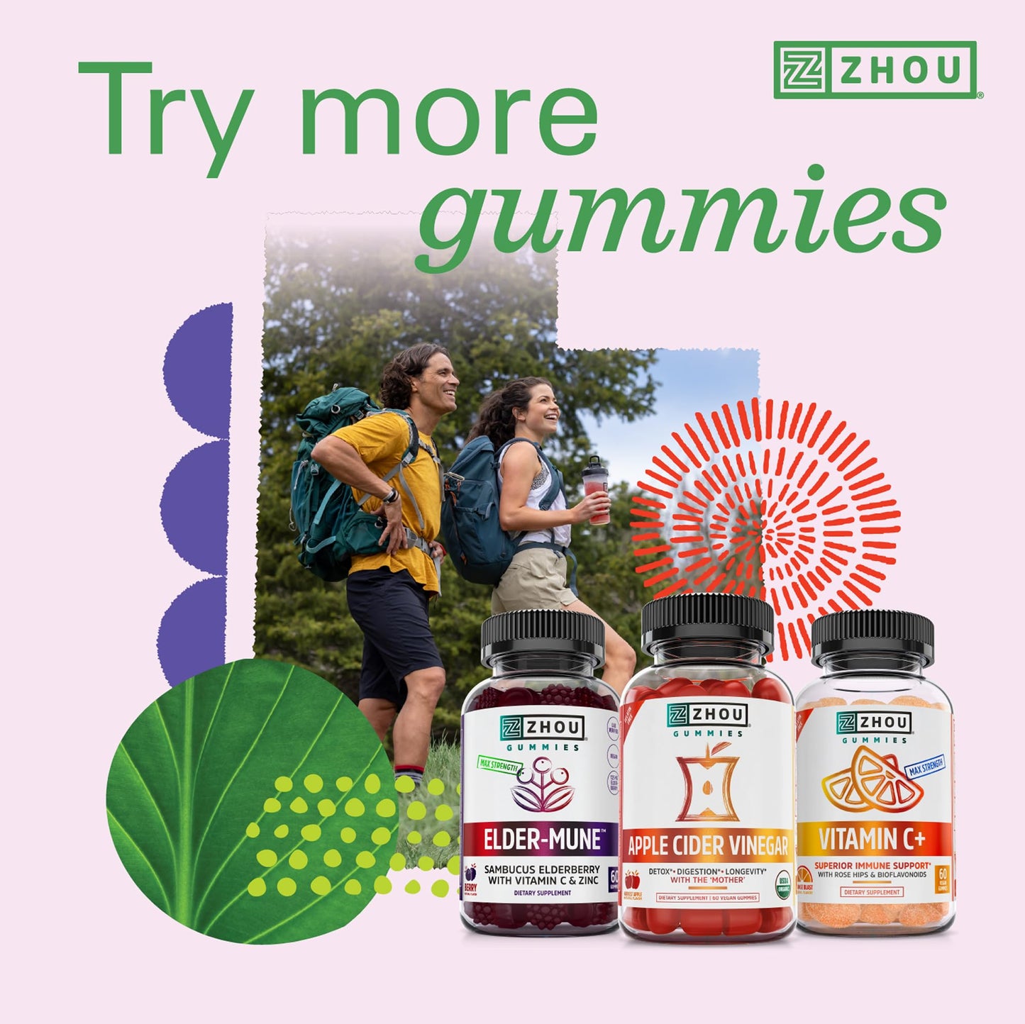Pre-Order | Arrives in 5–10 Days – Zhou D3+K2 - Vitamin D3 K2 Supplement for Women & Men, Immune Support Vit D3 and K2 Gummy, Gelatin Free Formula with 5000 IU of D3 and MK-7 - 60 Veggie Gummies (Pack of 1)