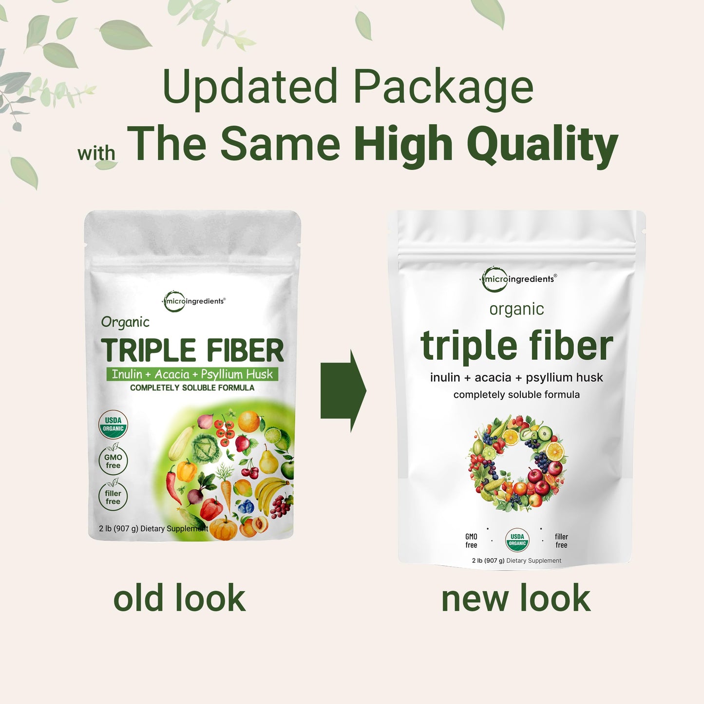 Pre-Order | Arrives in 5–10 Days – Organic Fiber Supplement (Inulin, Acacia, Psyllium Husk), 2 Pounds, 3-in-1 Formula, Daily Soluble Fiber, Unflavored, Prebiotics Supplement for Digestive Health, Hunger Control, Vegan