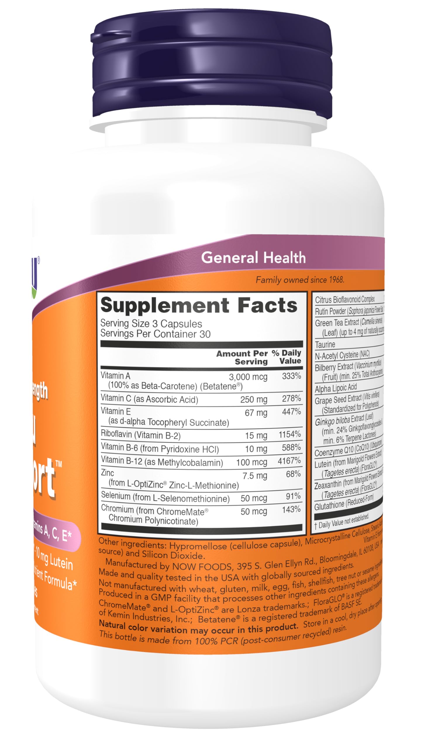 Pre-Order | Arrives in 5–10 Days – NOW Foods Supplements, Ocu Support™with FloraGLO® Lutein, plus Vitamins A, C and E, 90 Veg Capsules
