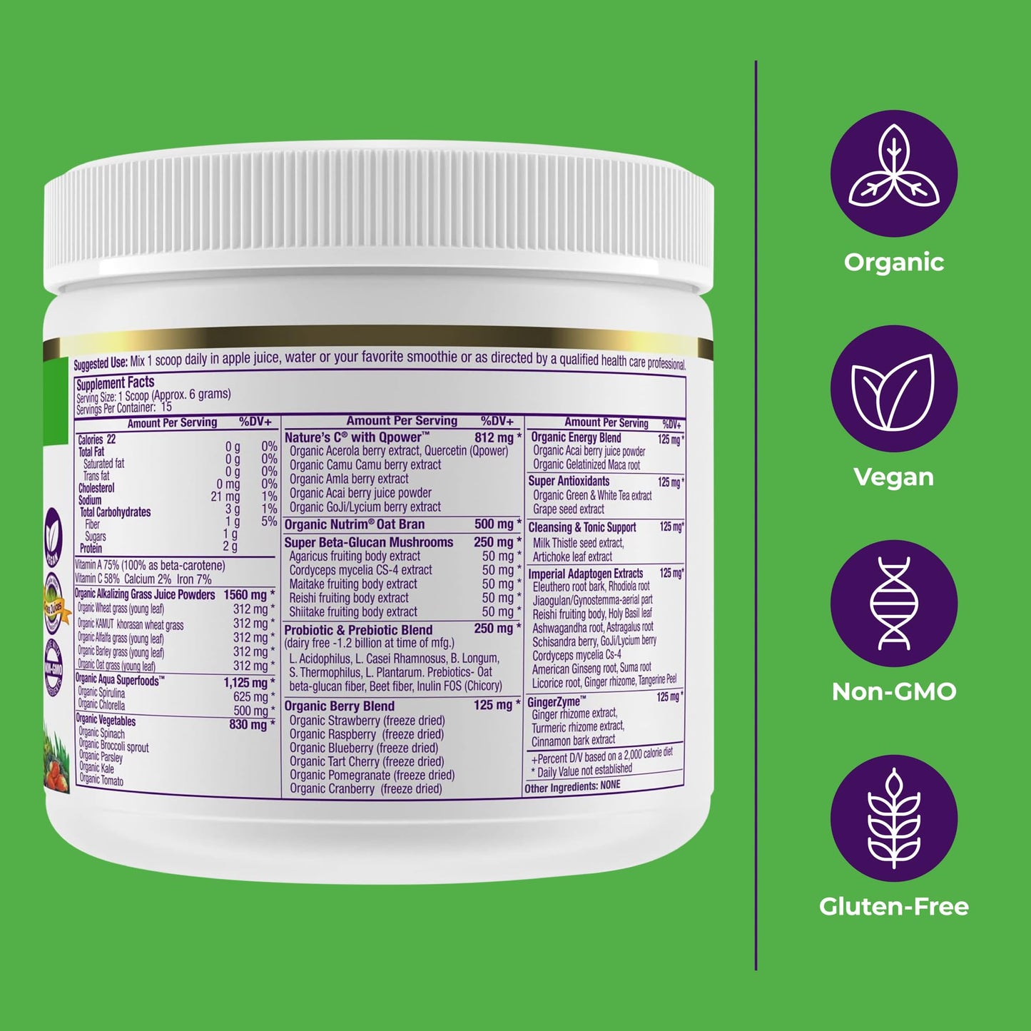 Pre-Order | Arrives in 5–10 Days – Paradise Herbs, ORAC Energy Greens Powder, Antioxidant Power of 24 Servings of Fruits & Vegetables in 1 Scoop, 15 Servings