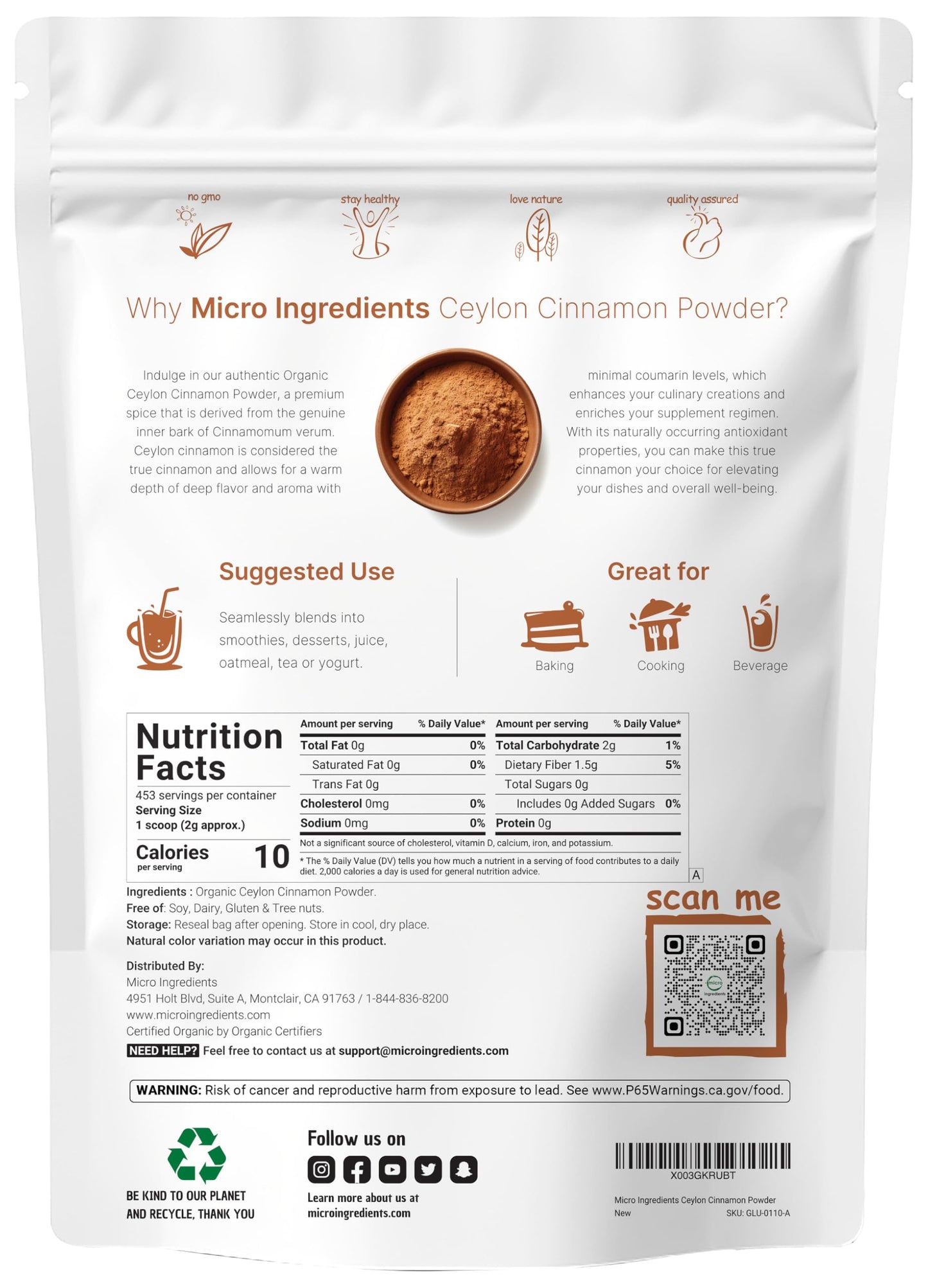 Pre-Order | Arrives in 5–10 Days – Organic Ceylon Cinnamon Powder, 2lbs | Premium Sri Lanka Cinnamon for Spice & Seasoning | Great for Baking, Cooking & Drinks | Additive Free, Non-GMO, Bulk Supply