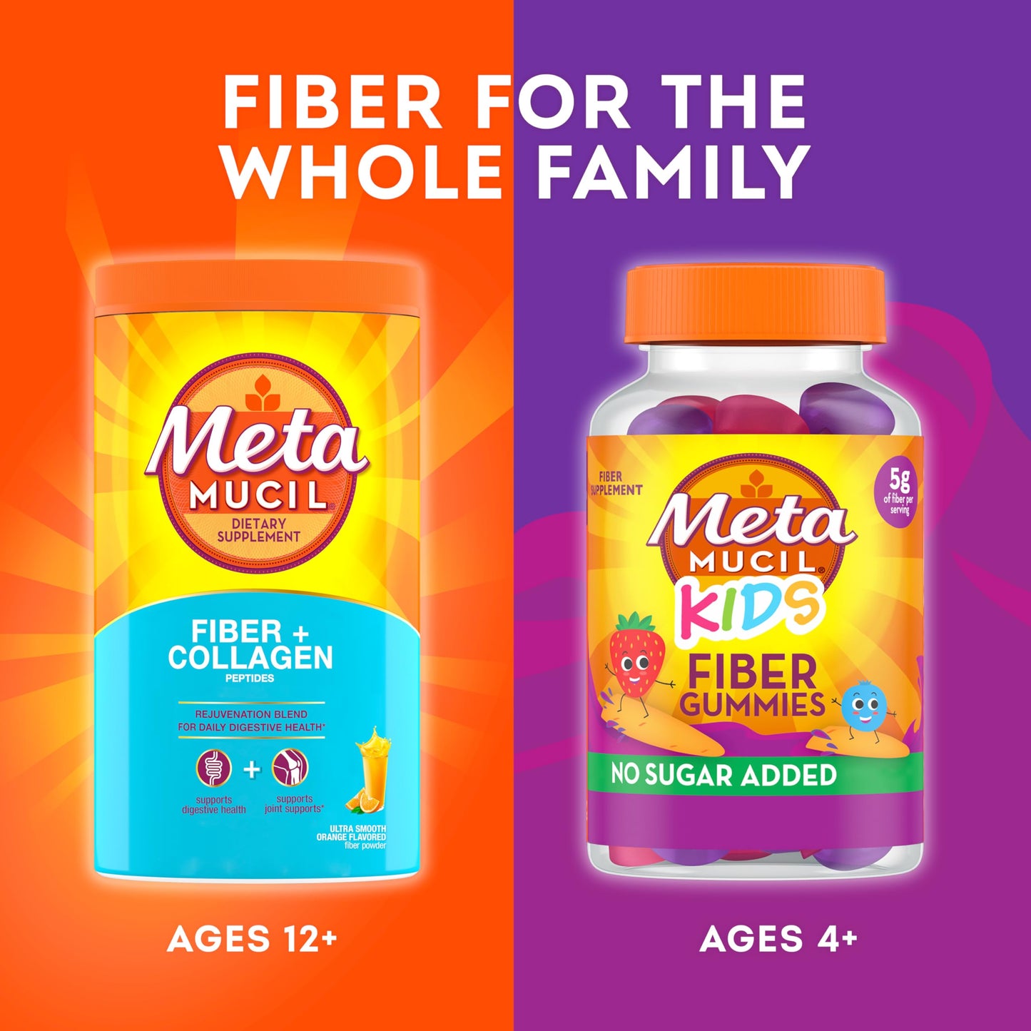 Pre-Order | Arrives in 5–10 Days – Metamucil Daily Fiber + Collagen, Psyllium Husk Powder, Plant Based, Sugar-Free with Stevia, 3-in-1 Fiber for Digestive Health, Orange Flavored, 90 Doses (29.8 OZ Fiber Powder)