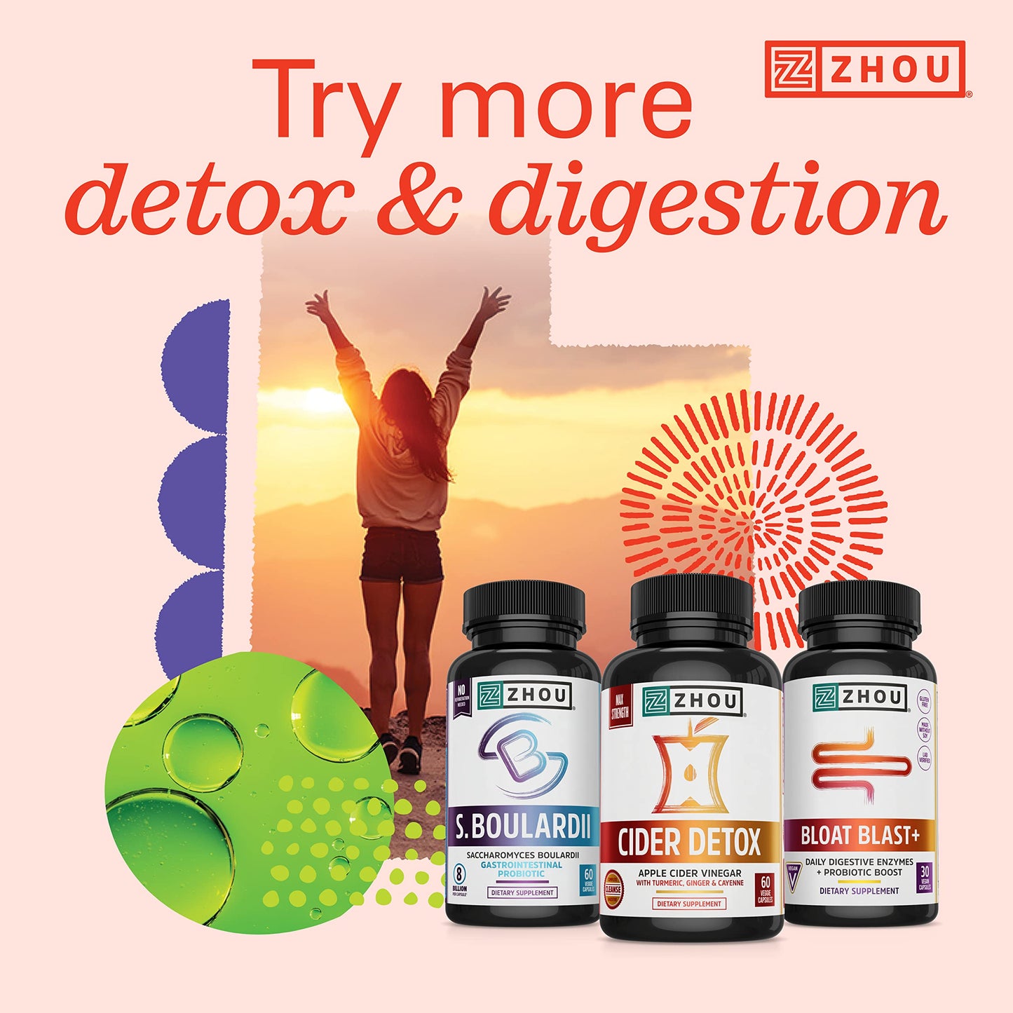 Pre-Order | Arrives in 5–10 Days – Zhou Apple Cider Vinegar Gummies - ACV Gummies for Women and Men with Elderberry, Delicious Taste with Raw Cane Sugar, USDA Organic - 60 Vegan Gummies