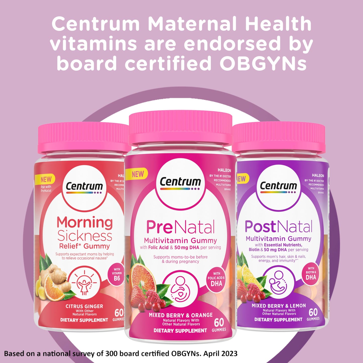 Pre-Order | Arrives in 5–10 Days – Centrum Prenatal Multivitamin Gummies with DHA and Folic Acid, Mixed Berry and Orange Flavors - 60 Count, 30 Day Supply