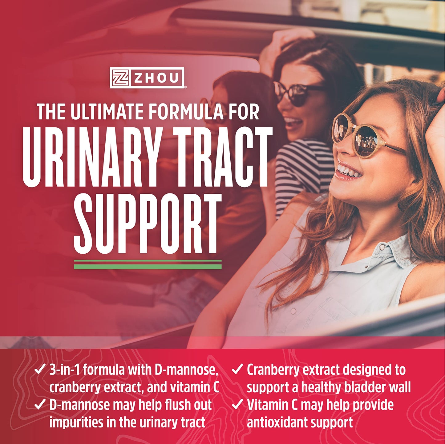 Pre-Order | Arrives in 5–10 Days – Zhou Cran-Defense - Cranberry Pills for Women & Men, D Mannose with Cranberry Extract, 1000 mg D-Mannose Per Capsule for Urinary Tract Health, Antioxidant Support - 60 Veggie Capsules