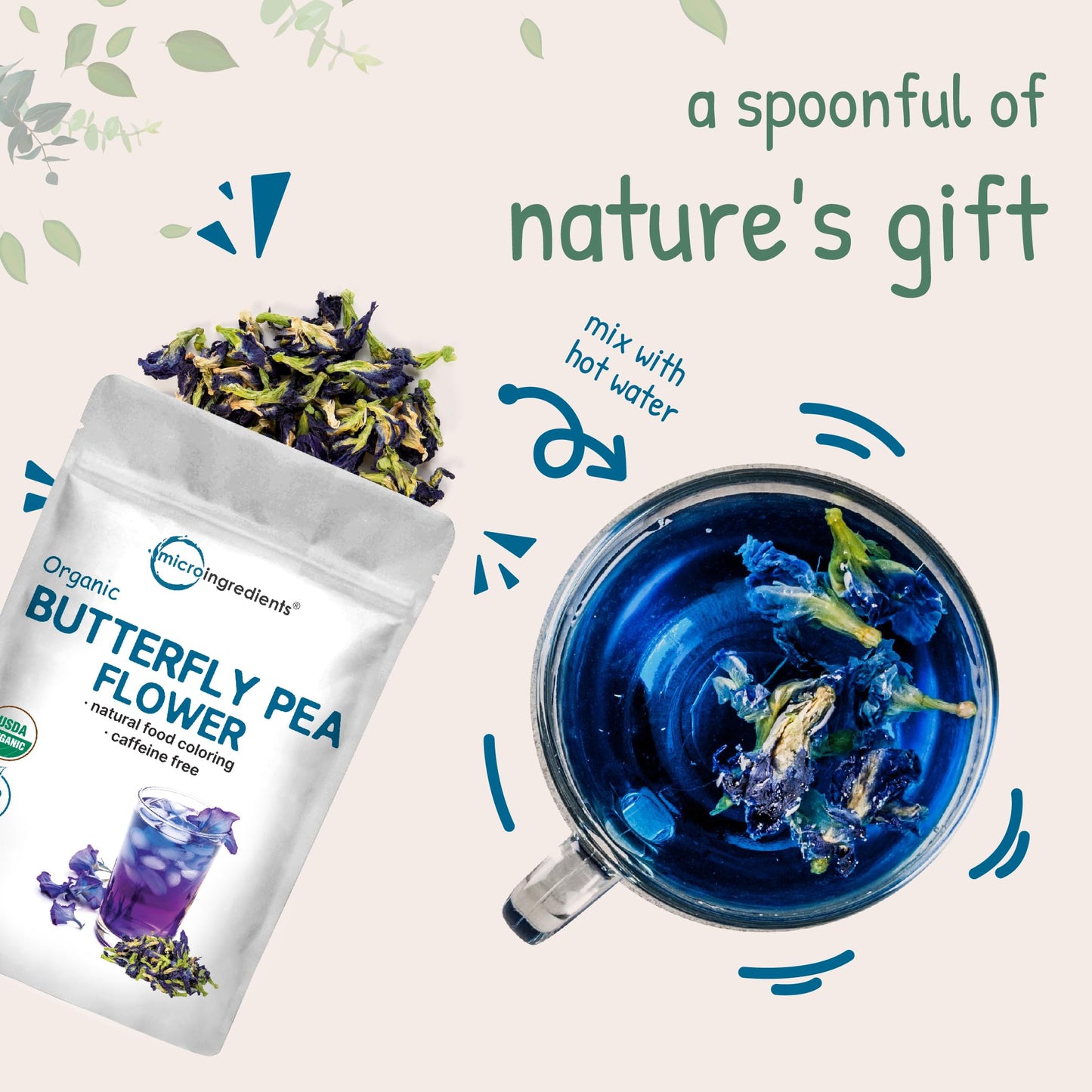 Pre-Order | Arrives in 5–10 Days – Organic Butterfly Pea Flower Tea, 8oz (680+ cups) | Loose Leaf Herbal Tea | Dried Butterfly Pea Flower | Natural Blue & Purple Food Coloring | Rich Source of Antioxidants | Caffeine Free, Non-GMO