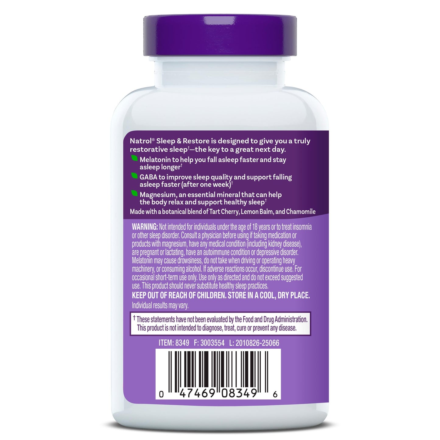 Pre-Order | Arrives in 5–10 Days – Natrol Sleep & Restore Capsules - Calm Magnesium Glycinate, Magnesium Sleep Aid with GABA, Melatonin 5mg, Botanical Blend, 30 Day Supply
