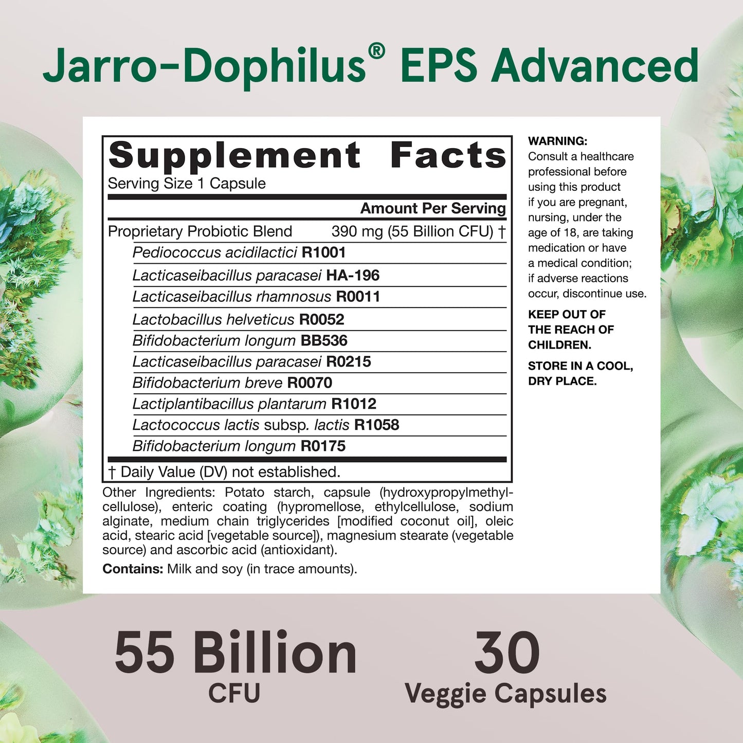 Pre-Order | Arrives in 5–10 Days – Jarrow Formulas Jarro-Dophilus EPS Advanced, 55 Billion CFU Probiotics, Digestive Support for Adults, 30 Probiotic Supplement Veggie Capsules, Up to 30 Day Supply