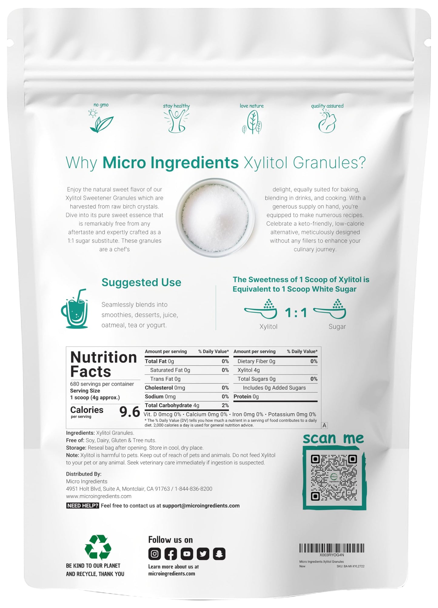 Pre-Order | Arrives in 5–10 Days – Xylitol Sweetener, 6 Pounds, Natural Sweetener, 1:1 Sugar Substitute and Low Calorie, Great for Baking and Cooking, No After Taste, Keto Friendly