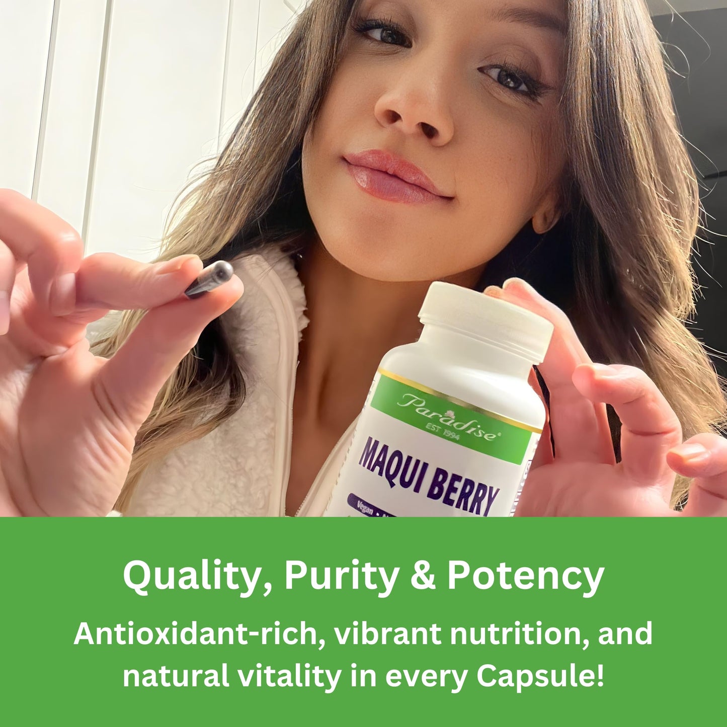 Pre-Order | Arrives in 5–10 Days – Paradise Herbs, Organic Maqui Berry Extract, 400 mg, Fresh, Freeze-Dried Concentrate for Superior Potency, Non-GMO, Vegan, 60 Capsules