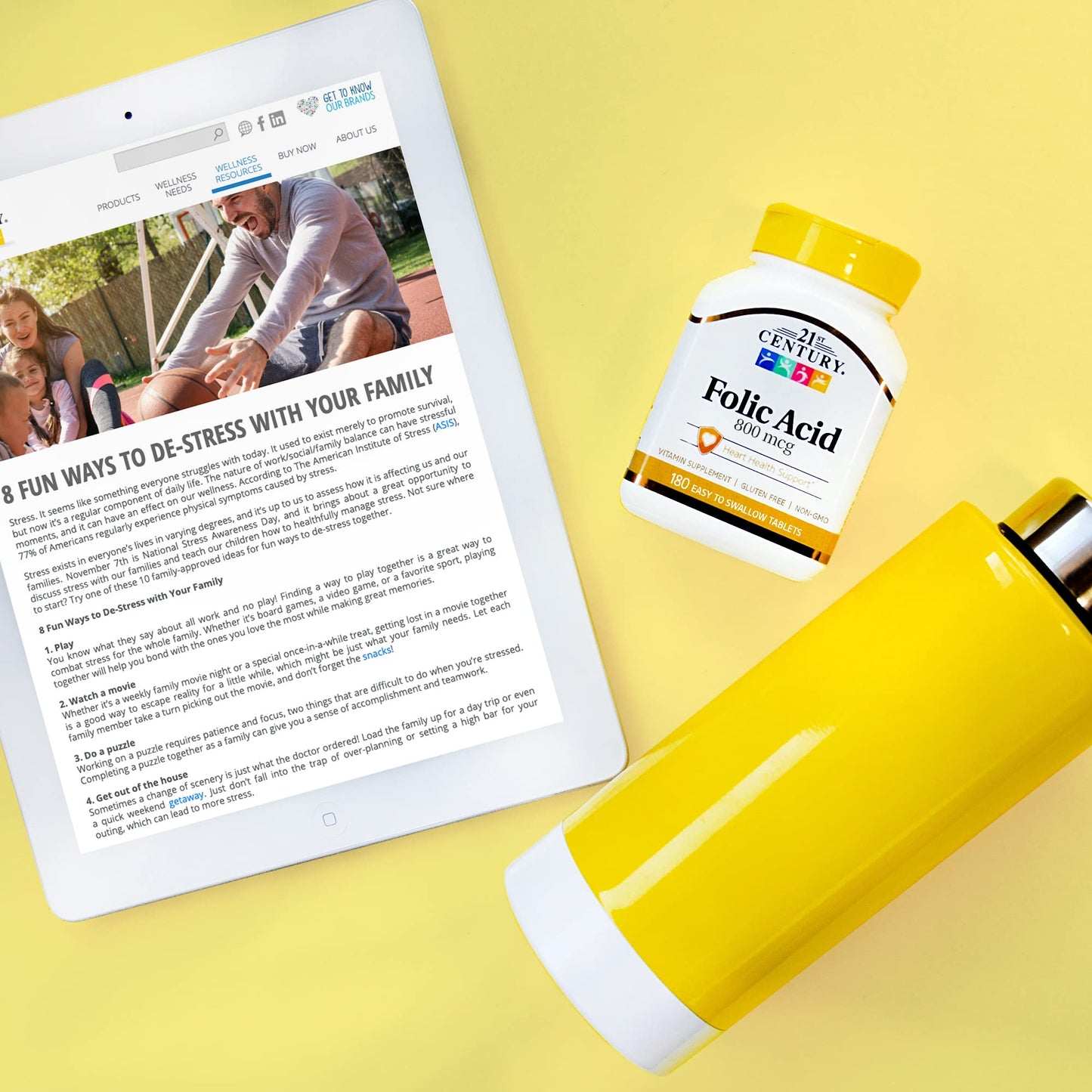 Pre-Order | Arrives in 5–10 Days – 21st Century 800 mcg Folic Acid Tablets, Assorted, 180 Count