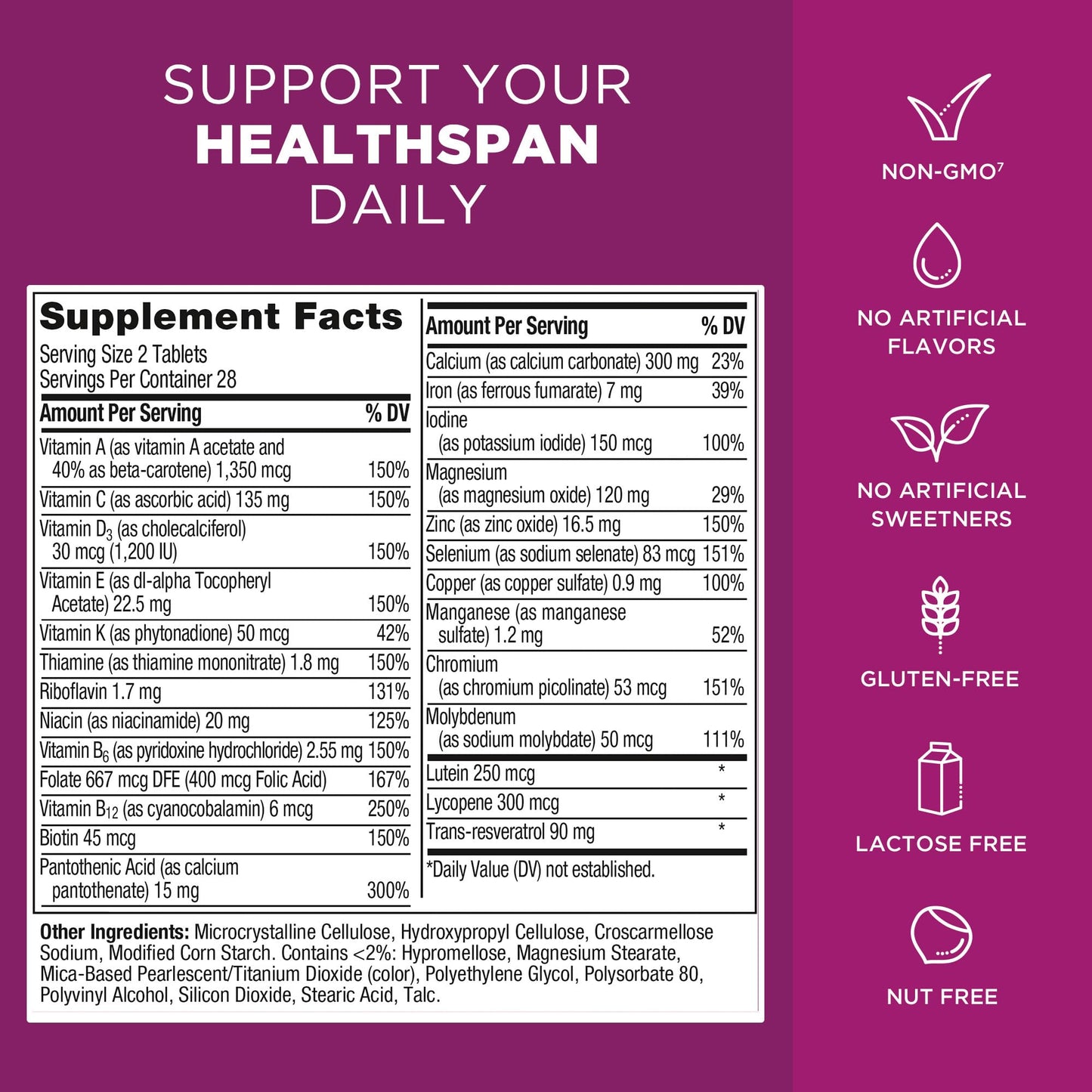 Pre-Order | Arrives in 5–10 Days – Centrum Age Defy for Women, All-in-1 High Potency Multivitamin + Healthy Aging Supplement, Multivitamin Blend with Resveratrol, and Niacin for NAD+ Level Support, Aluminium Bottle, 56 Tablets