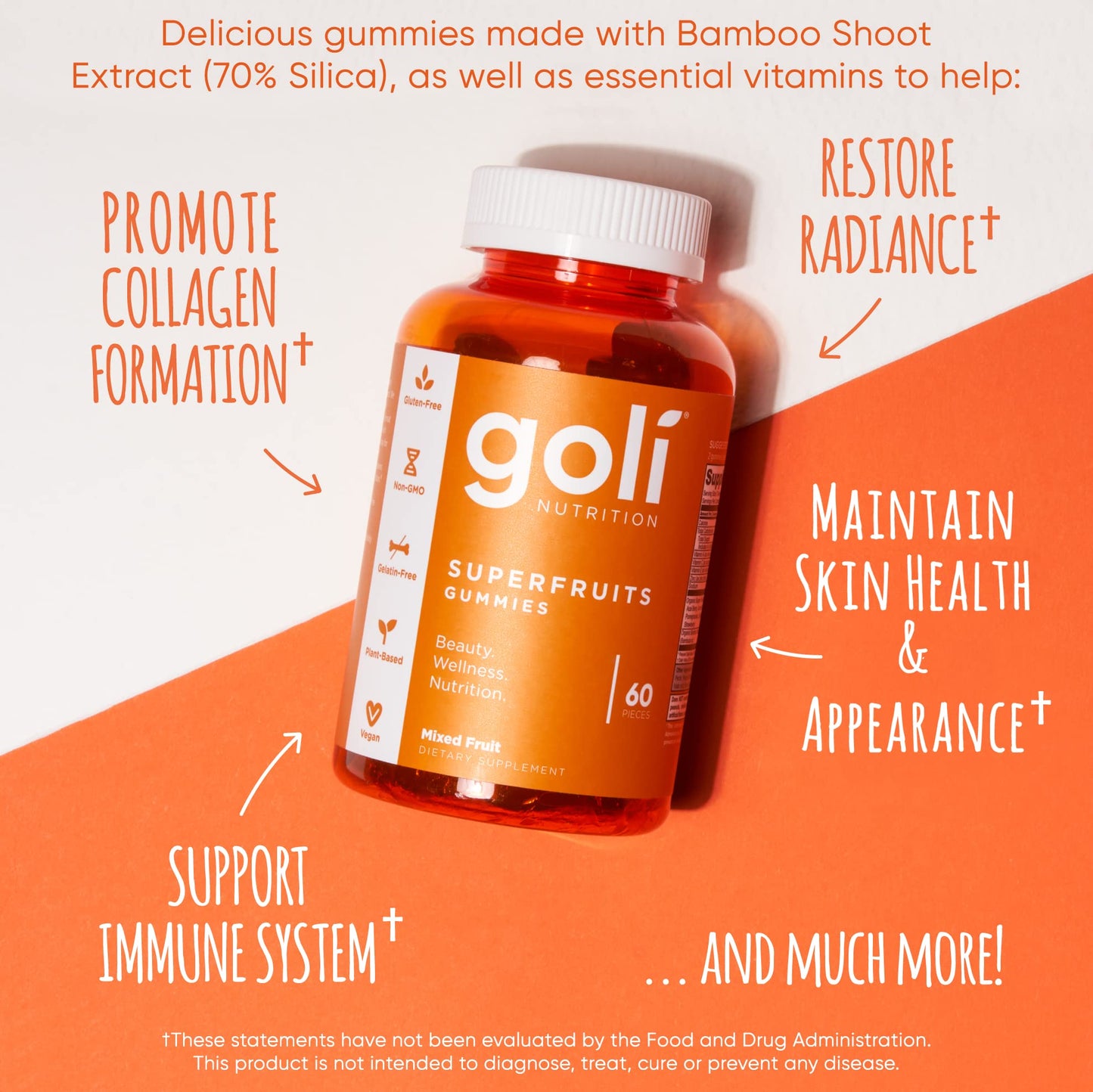 Pre-Order | Arrives in 5–10 Days – Goli Nutritional Supplement, SuperFruits Beauty Gummy Vitamin - 60 Count - Collagen-Promoting Ingredients - Mixed Fruit, Vegan, Plant-Based, Non-GMO, Gluten-Free & Gelatin Free