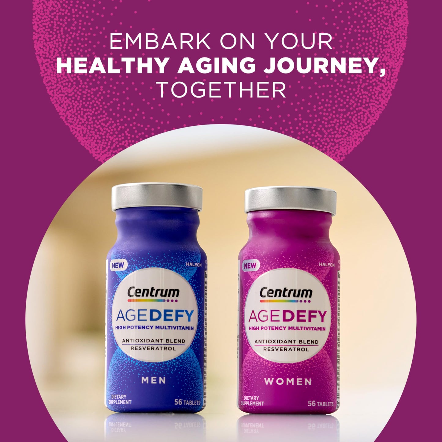 Pre-Order | Arrives in 5–10 Days –
Centrum Age Defy for Women - High-Potency Multivitamin and Healthy Aging Supplement - Multivitamin Blend with Resveratrol, and Niacin for NAD+ Level Support - Aluminum Bottle, 56 Tablets