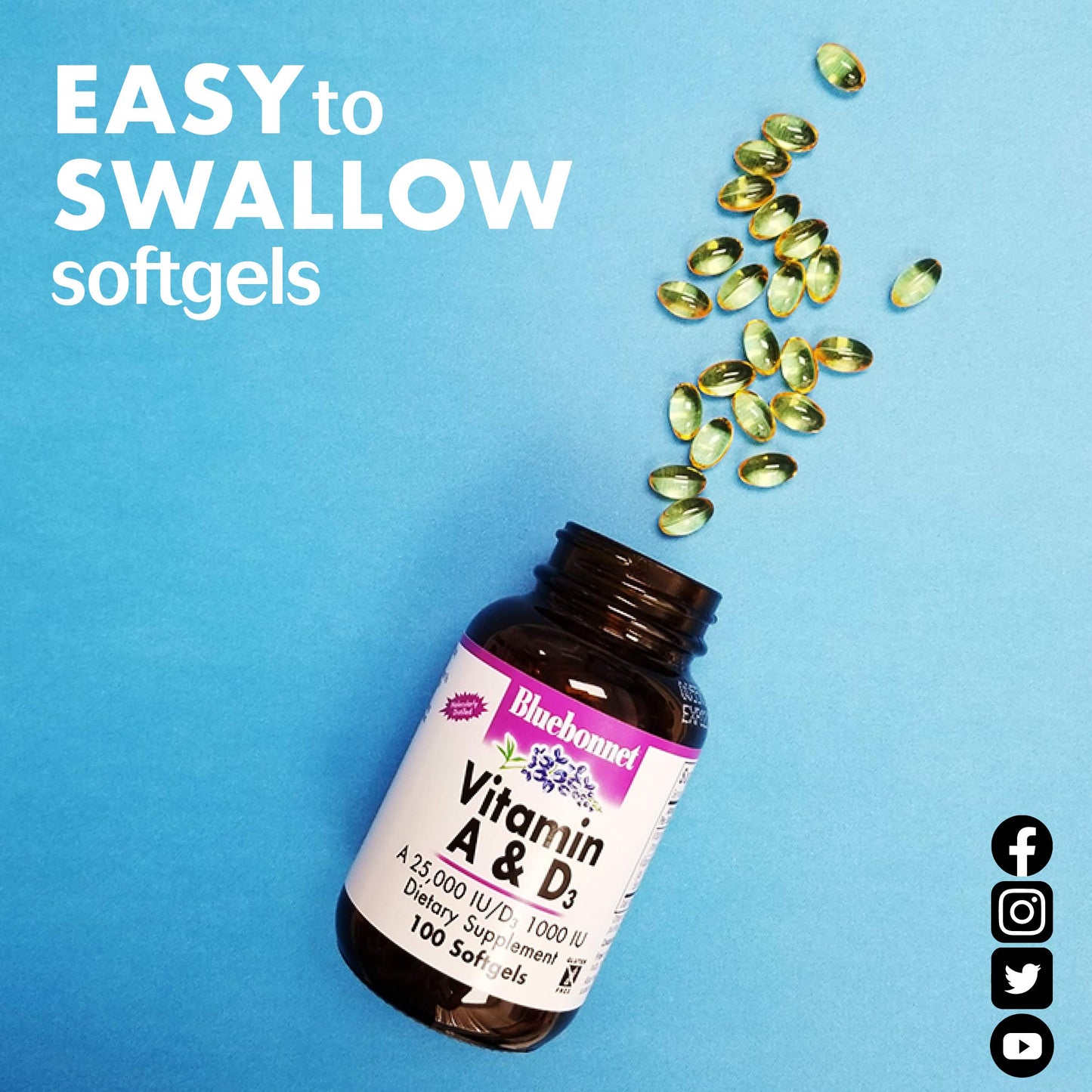 Pre-Order | Arrives in 5–10 Days – Bluebonnet Nutrition Vitamin A & D3 10,000 IU/400 IU from Deep Sea, Cold Water, Fish Oil - For Eye Health & Immune Function* - Gluten Free -Dairy Free -Molecularly Distilled -100 Softgel/100 Servings