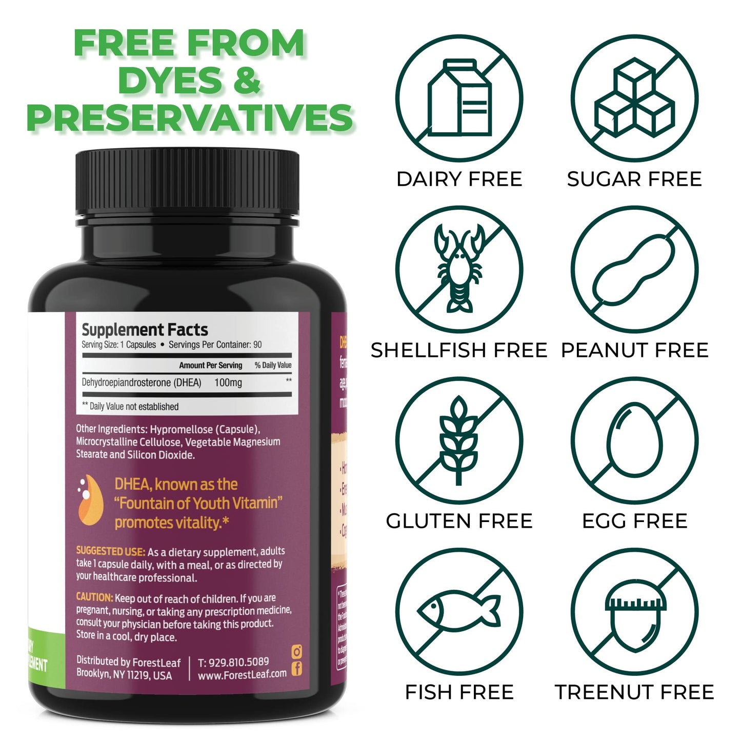 Pre-Order | Arrives in 5–10 Days – DHEA 100mg | DHEA Supplement for Women | DHEA Supplement for Men | Pure High Strength Micronized Dehydroepiandrosterone | Supports Energy, Hormone Balance, Anti-Aging, Mood | 90 Caps (3-Month Supply)