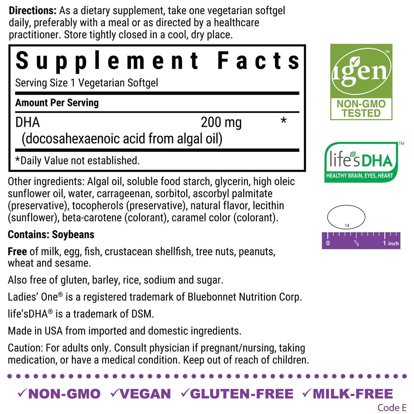 Pre-Order | Arrives in 5–10 Days – BlueBonnet Early Promise Prenatal Gentle DHA 200 mg Vegetable Capsules, 60 Count ('743715001794)