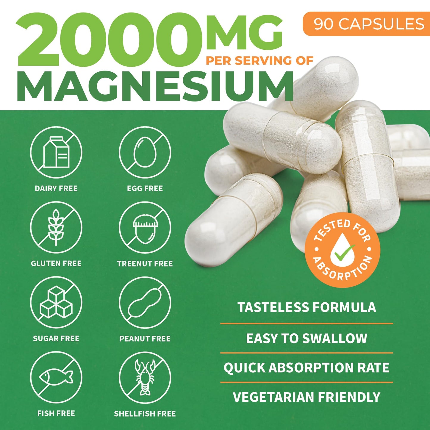 Pre-Order | Arrives in 5–10 Days – Forest Leaf Magnesium L-Threonate Magtein Capsules - 2000mg Magnesium Threonate Supplement Supports Cognitive Function, Focus, Brain, Deep Calm and Sleep for Men & Women | 90 Powder Veg Caps