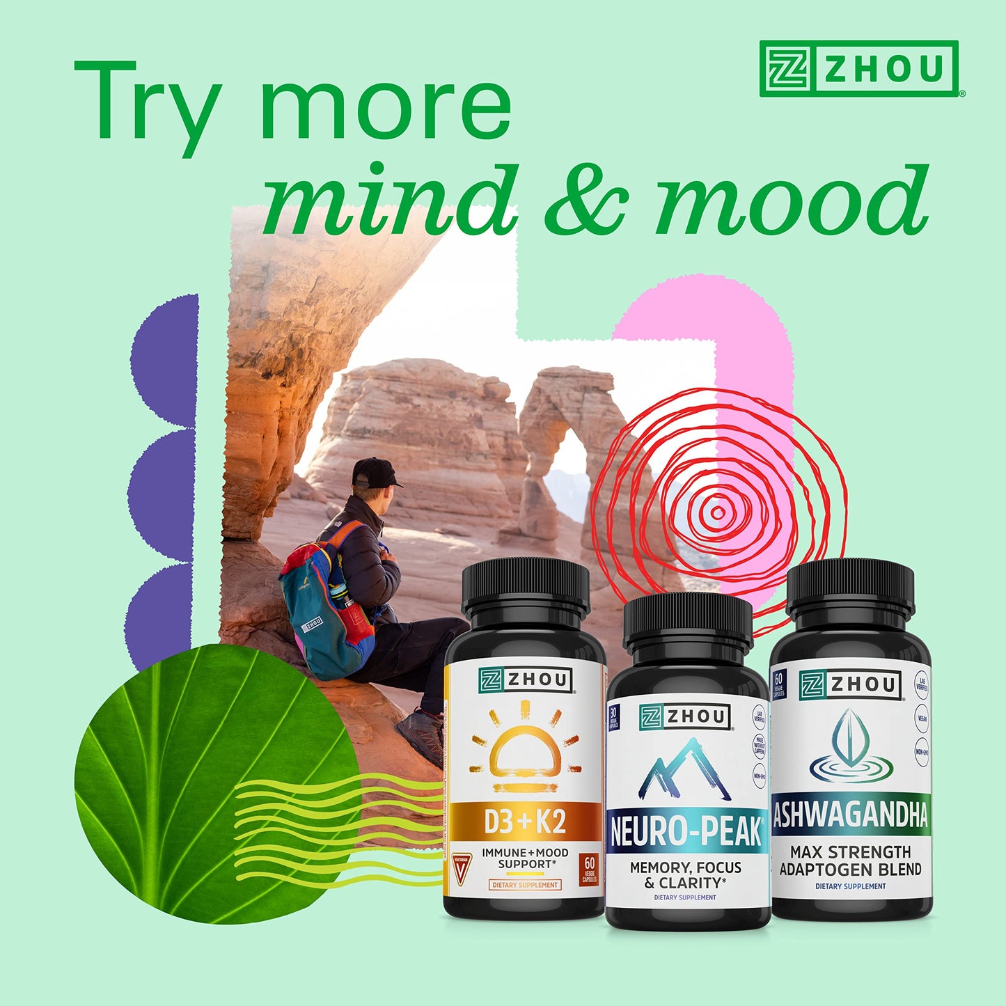 Pre-Order | Arrives in 5–10 Days – Zhou Energy + Focus - L Theanine Caffeine Pills, 200mg L-Theanine, 100mg Natural Anhydrous Caffeine Boost for Adults, Men & Women, Slow Extended Release - 60 Vegetarian Capsules (Pack of 1)