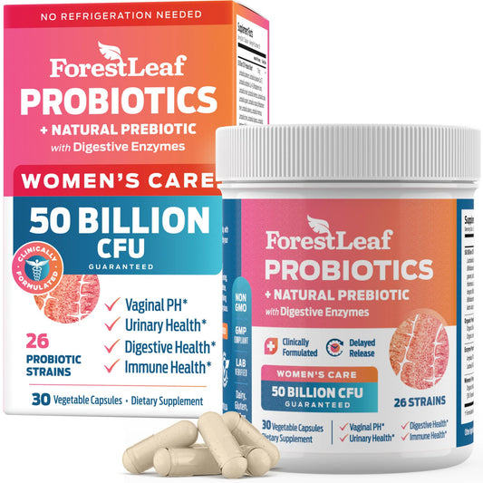 Pre-Order | Arrives in 5–10 Days – Probiotics for Women, 50 Billion CFU, 26 Unique Strains, Women's Probiotic and Prebiotics Support Digestive Health, w/ Cranberry, Hibiscus & D-Mannose for Vaginal PH Balance, Urinary, Gut (30 Caps)