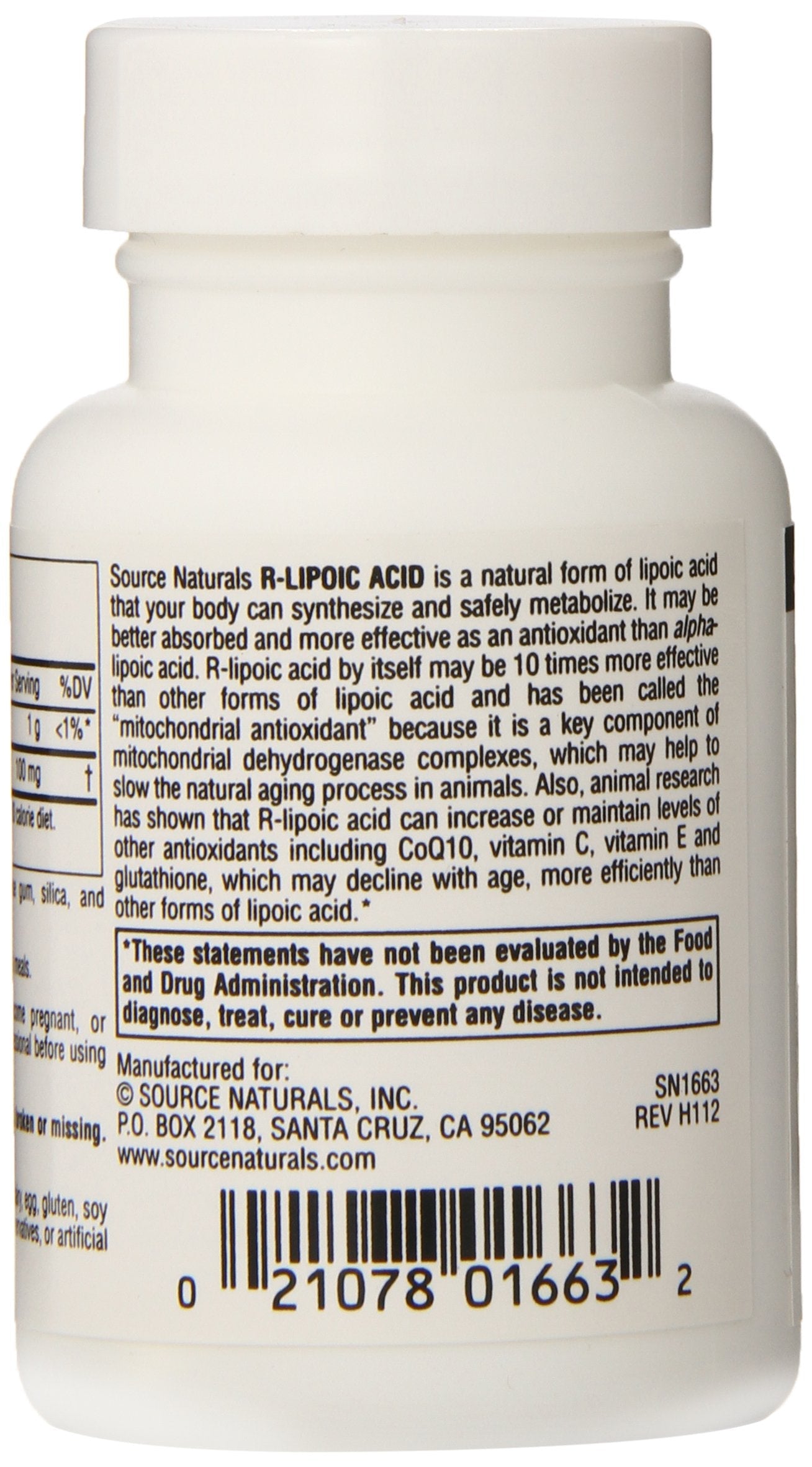 Pre-Order | Arrives in 5–10 Days – Source Naturals R-Lipoic Acid 100mg, 30 Tablets