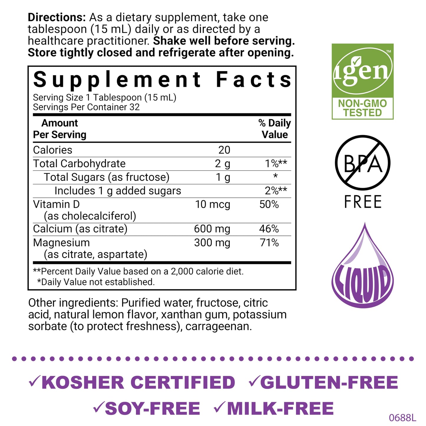 Pre-Order | Arrives in 5–10 Days – Bluebonnet Nutrition Liquid Calcium Citrate Magnesium Citrate, Vitamin D3, Bone Health, Gluten Free, Soy free, milk free, kosher, 32 Servings, Lemon Flavor, 16 Fl Oz (Pack of 1)